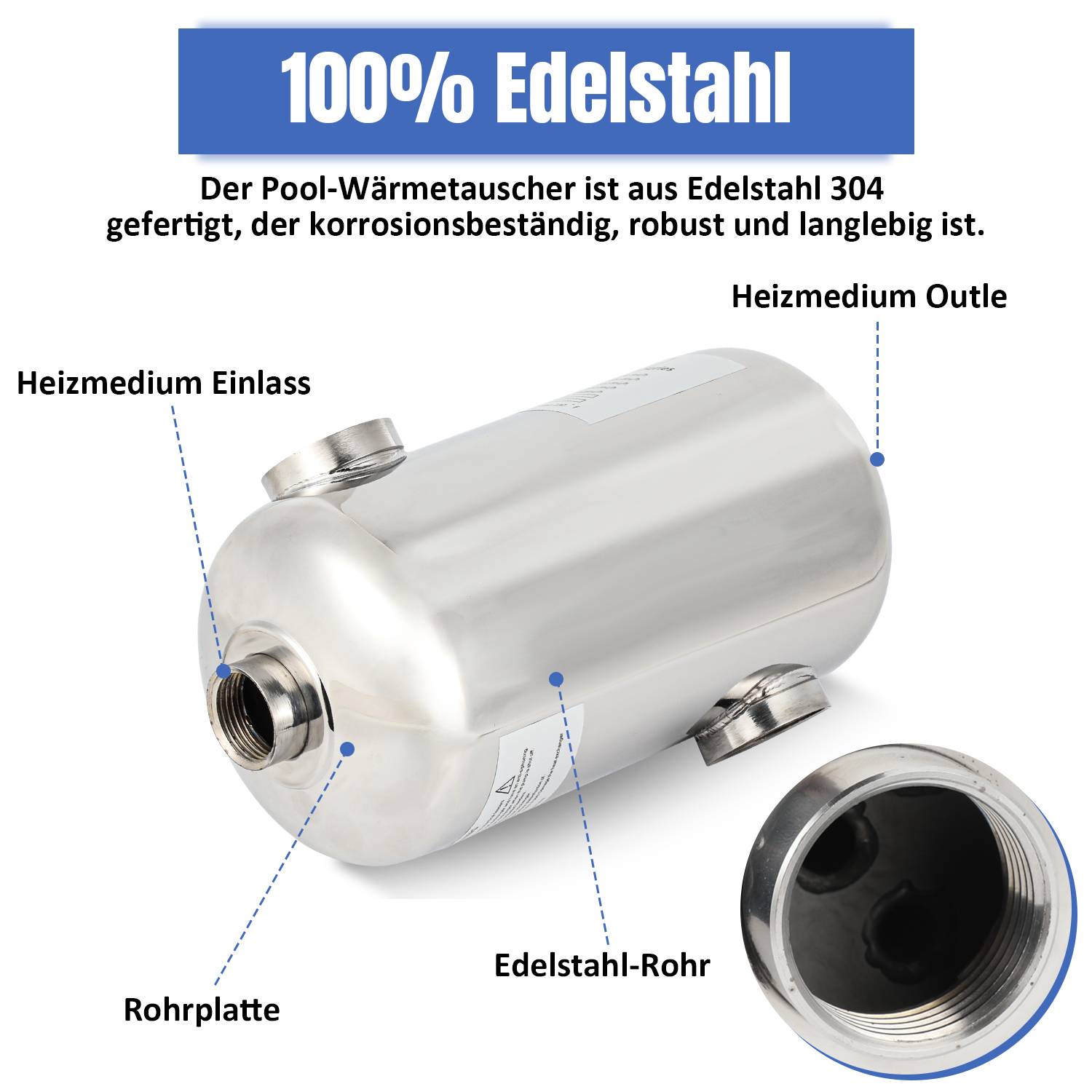 Poolheizung Schwimmbadheizer Schwimmbad Edelstahl Wärmetauscher 28KW