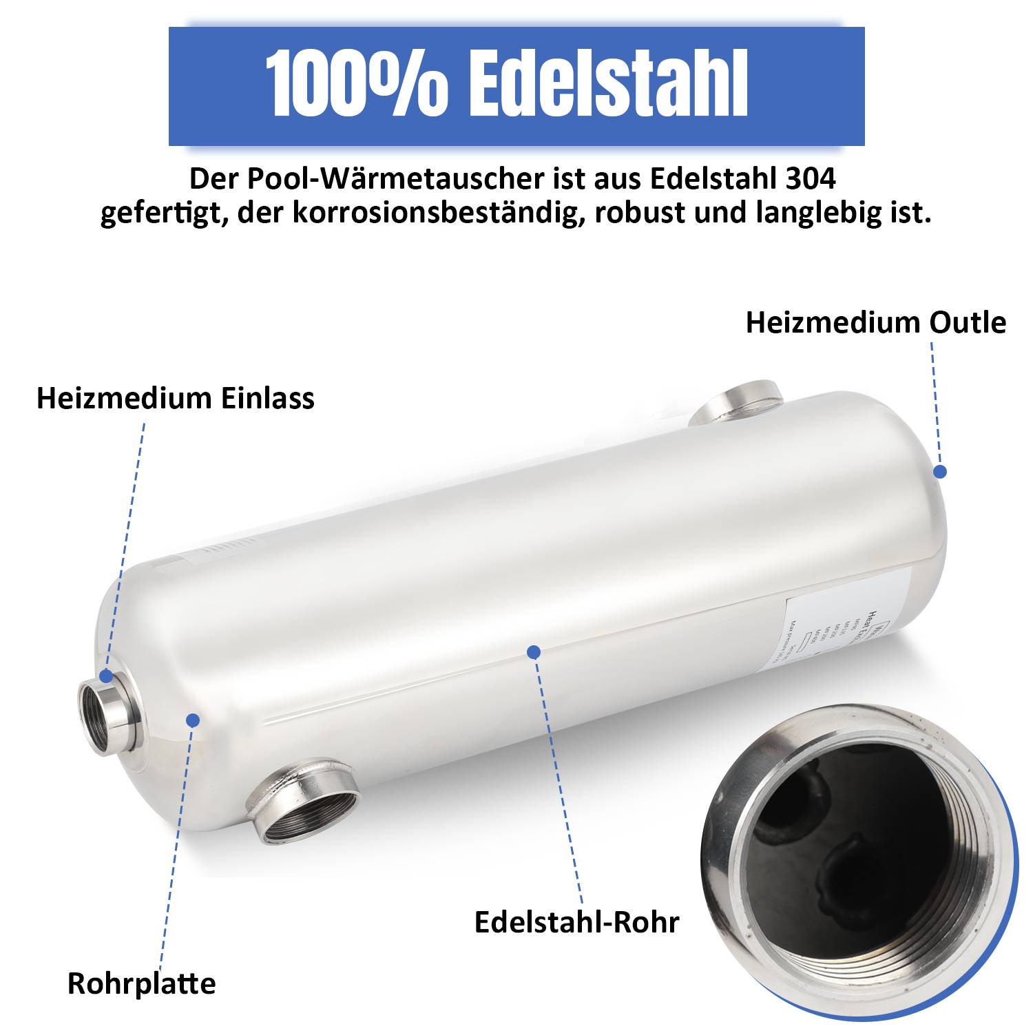 Poolheizung Wärmetauscher Schwimmbad Schwimmbadheizung 60KW Edelstahl