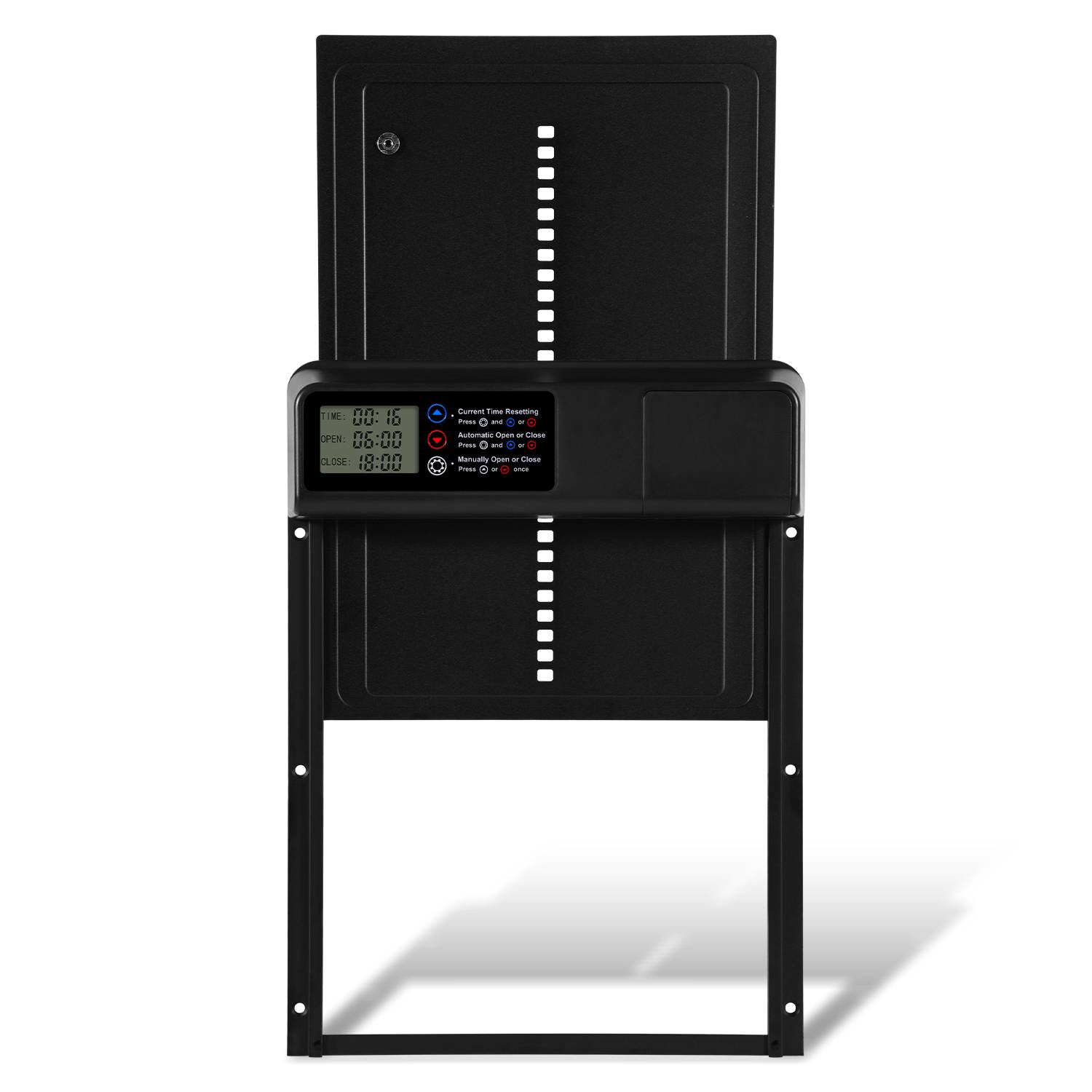 Automatische Hühnerklappe mit Zeit/Handmodus, Aluminiumlegierung automatische Hühnerklappe, elektrische Hühnertür kältetauglich | LCD | IPX4
