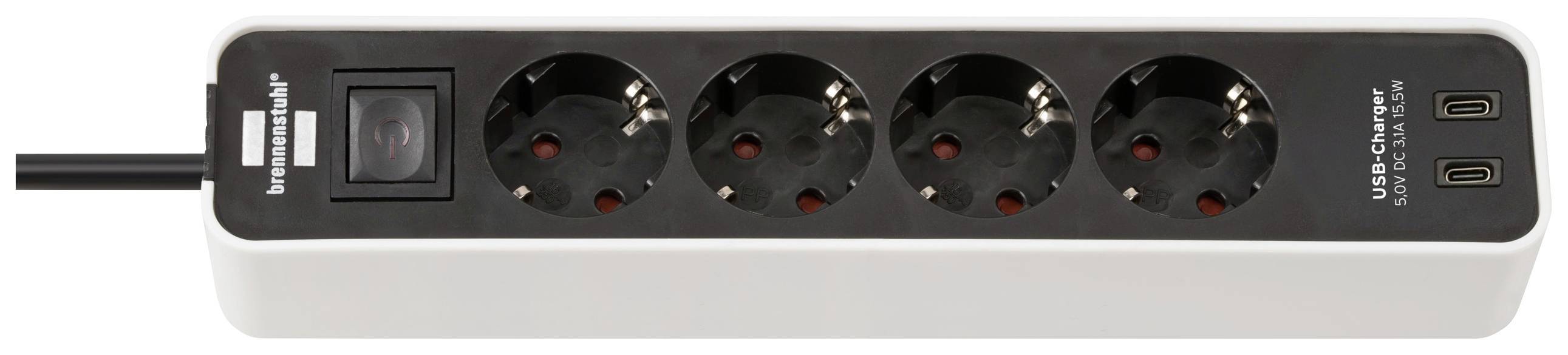 Brennenstuhl Steckdosenleiste Ecolor 4fach USB C 15.5 ws/sw. Multimedia-Technik Steckdosenleisten