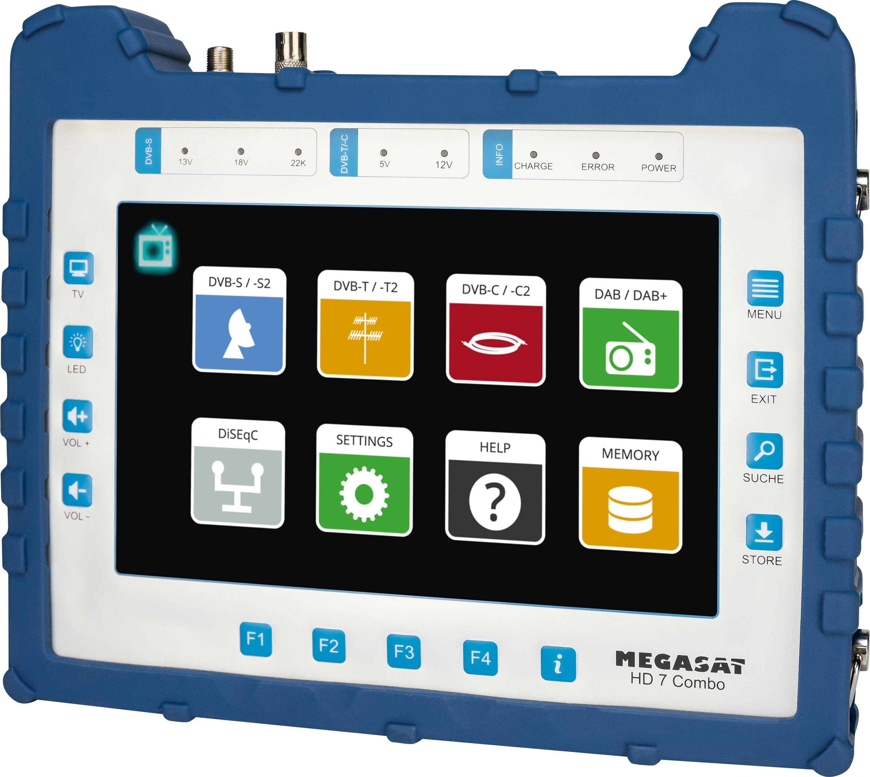 Megasat hd 7 Combo Satmessgerät DVB-S/-S2/-T/-T2/-C/DAB/DAB+,USB,DiSEqC Install.Baumaterial