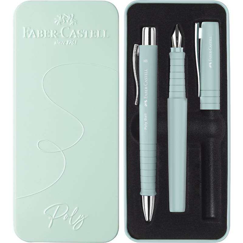 FABER-CASTELL Set Poly Ball Pen caribic blue Füller+KS
