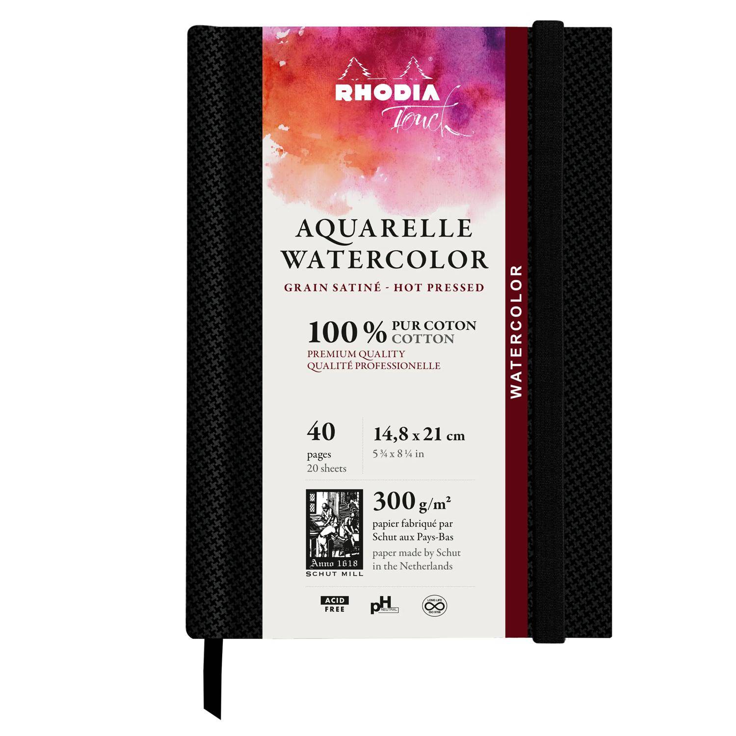 Rhodia Touch, Watercolor Book A5, Papier 100% Hadern 300g, 20 Bl Schwarz 116158C