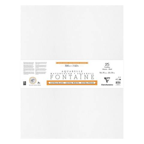 Clairefontaine Aquarellpapier 25 Blatt Bogen mit 4-seitigem Büttenrand - 976034C