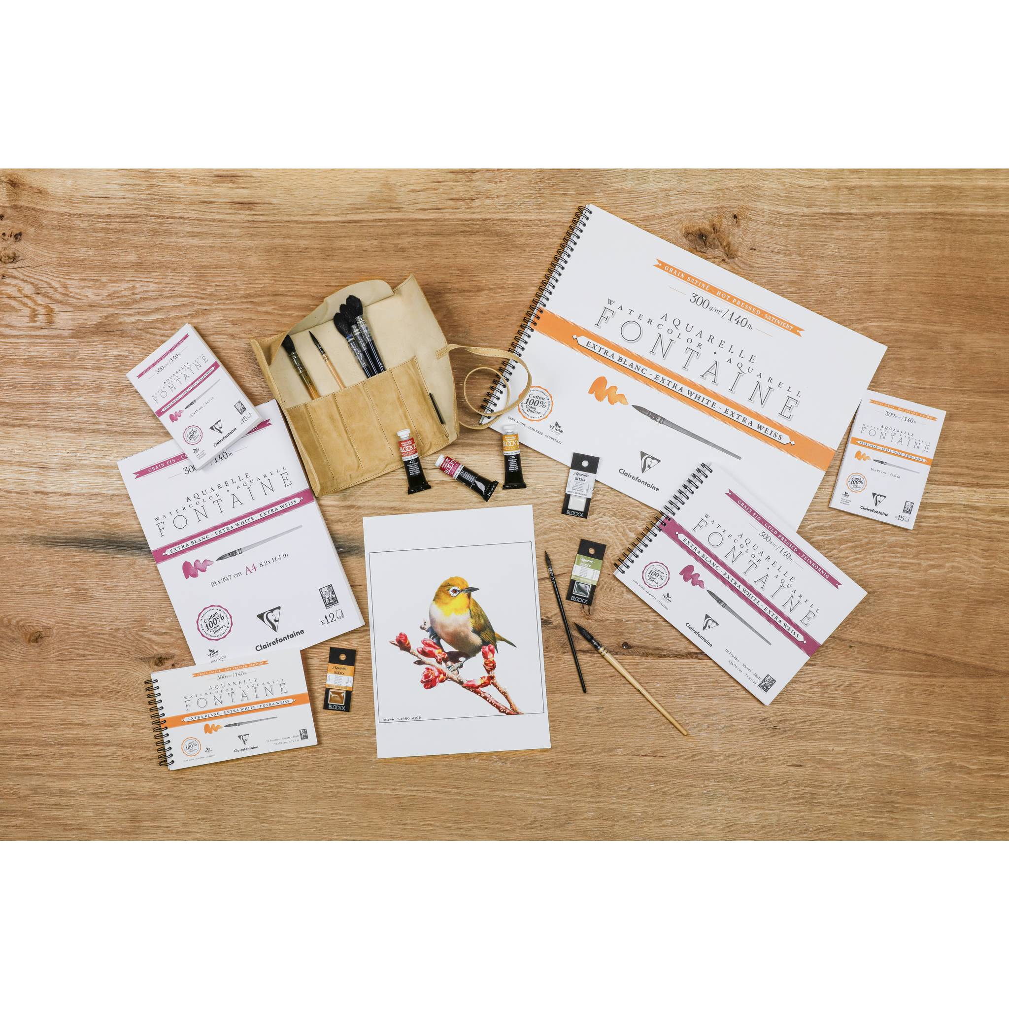 Clairefontaine Aquarellpapier 5 Blatt Bogen mit 4-seitigem Büttenrand - 976053C