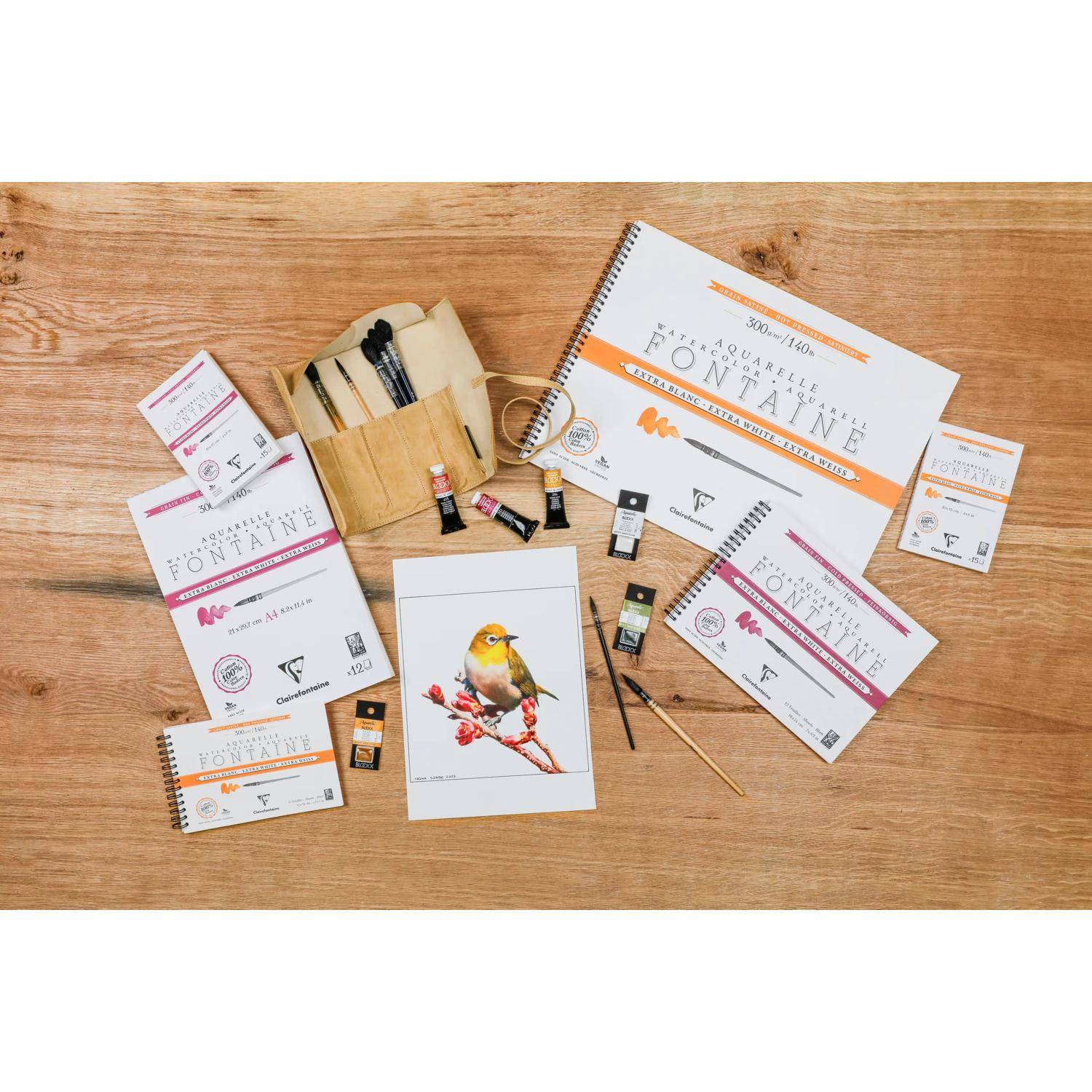 Clairefontaine Aquarellpapier 5 Blatt Bogen mit 4-seitigem Büttenrand - 976033C