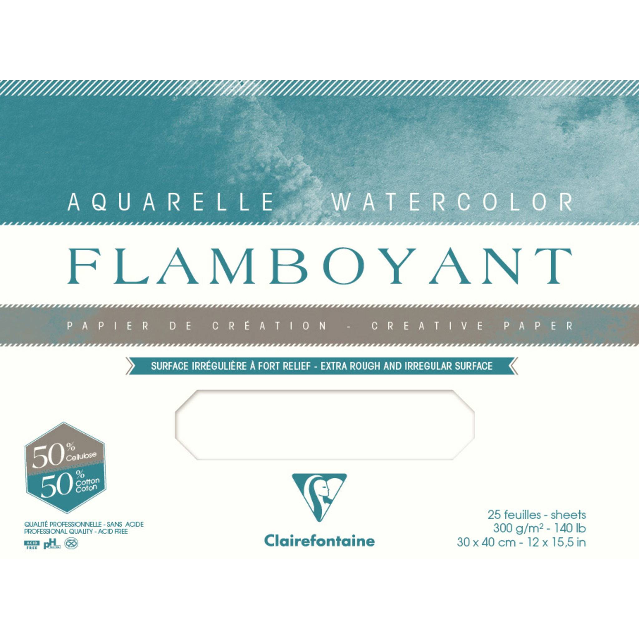 Clairefontaine Flamboyant, Aquarellpapier 20 Blatt, 31x41 cm - 975065C