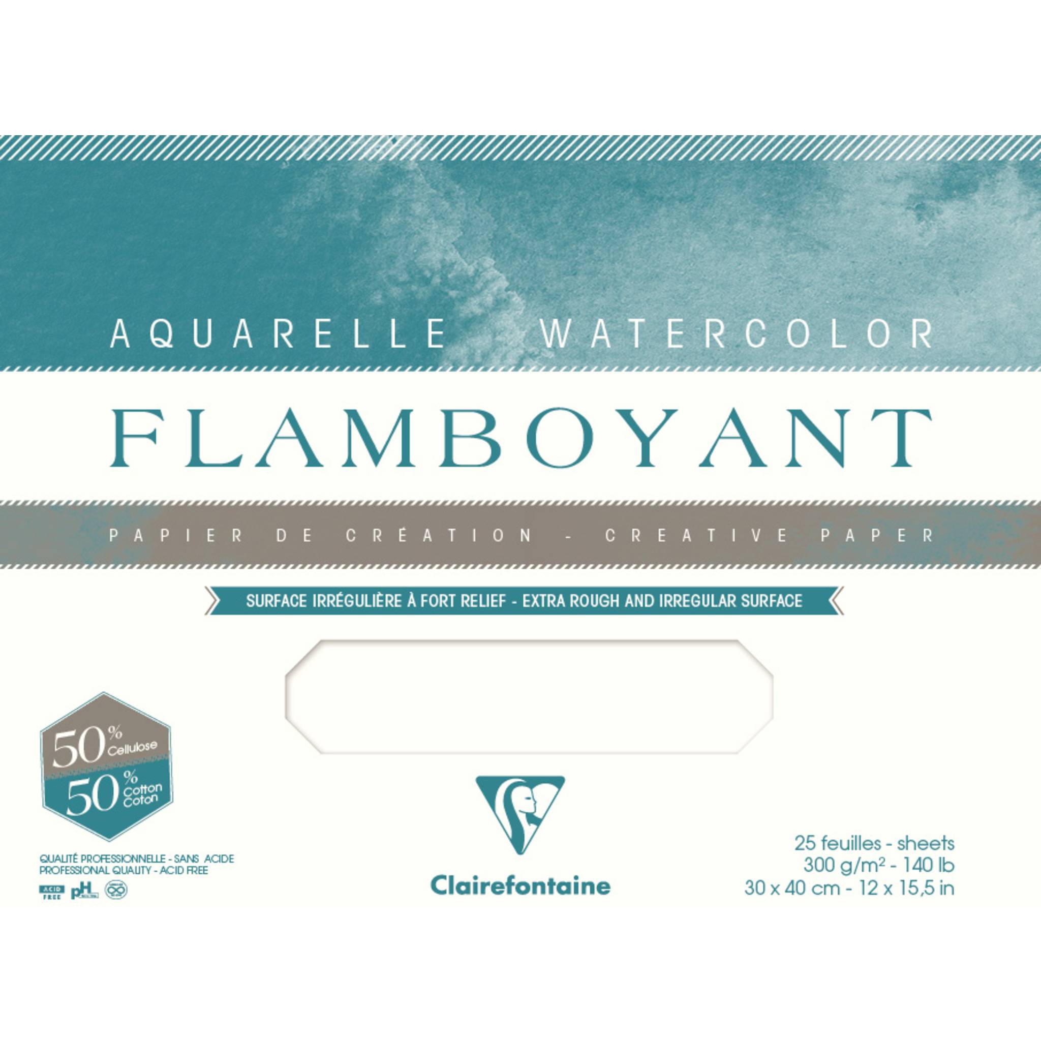 Clairefontaine Flamboyant, Aquarellpapier 20 Blatt, 31x41 cm - 975065C