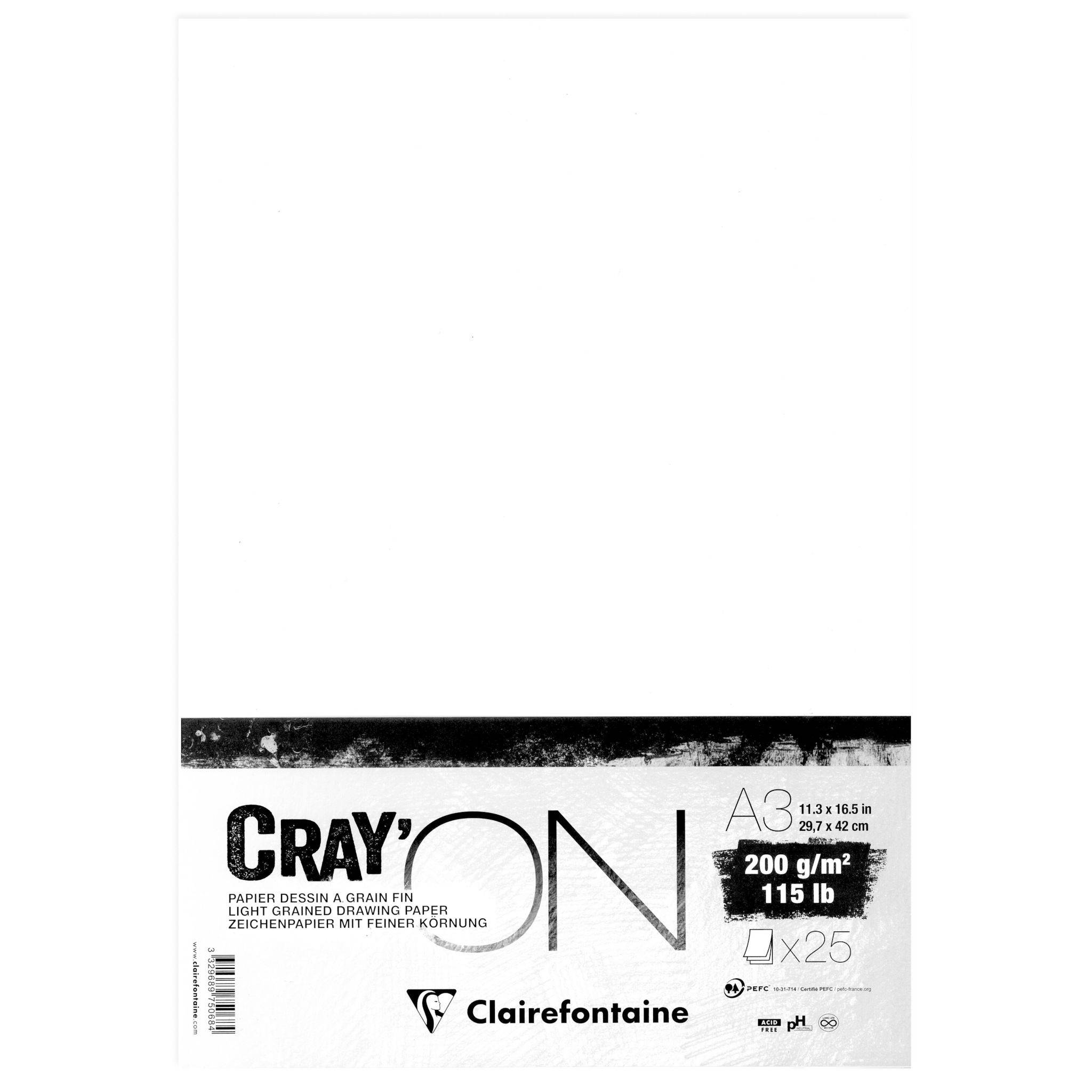 Clairefontaine Cray'ON, Packung mit 25 Bogen A3 200g 975068C