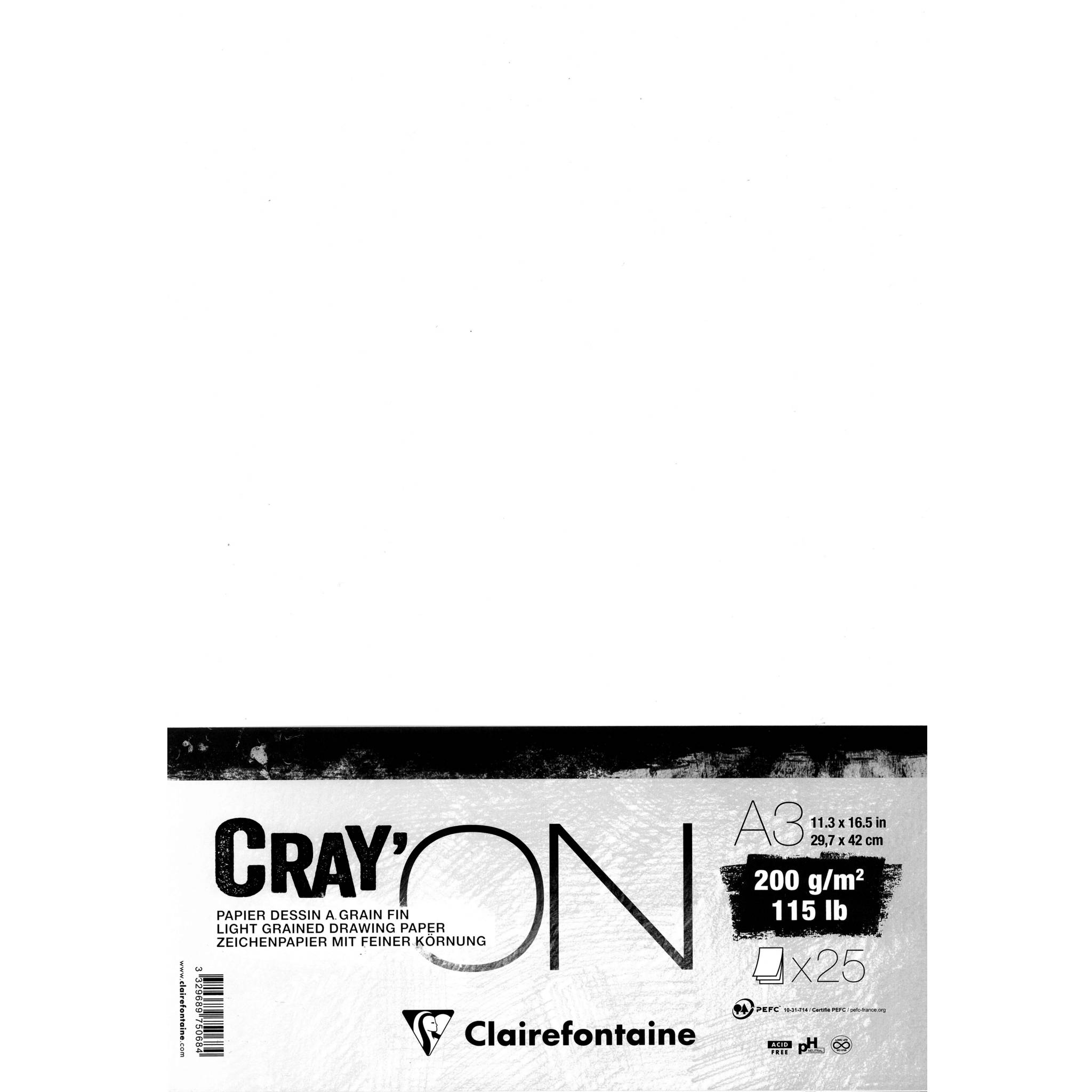 Clairefontaine Cray'ON, Packung mit 25 Bogen A3 200g 975068C