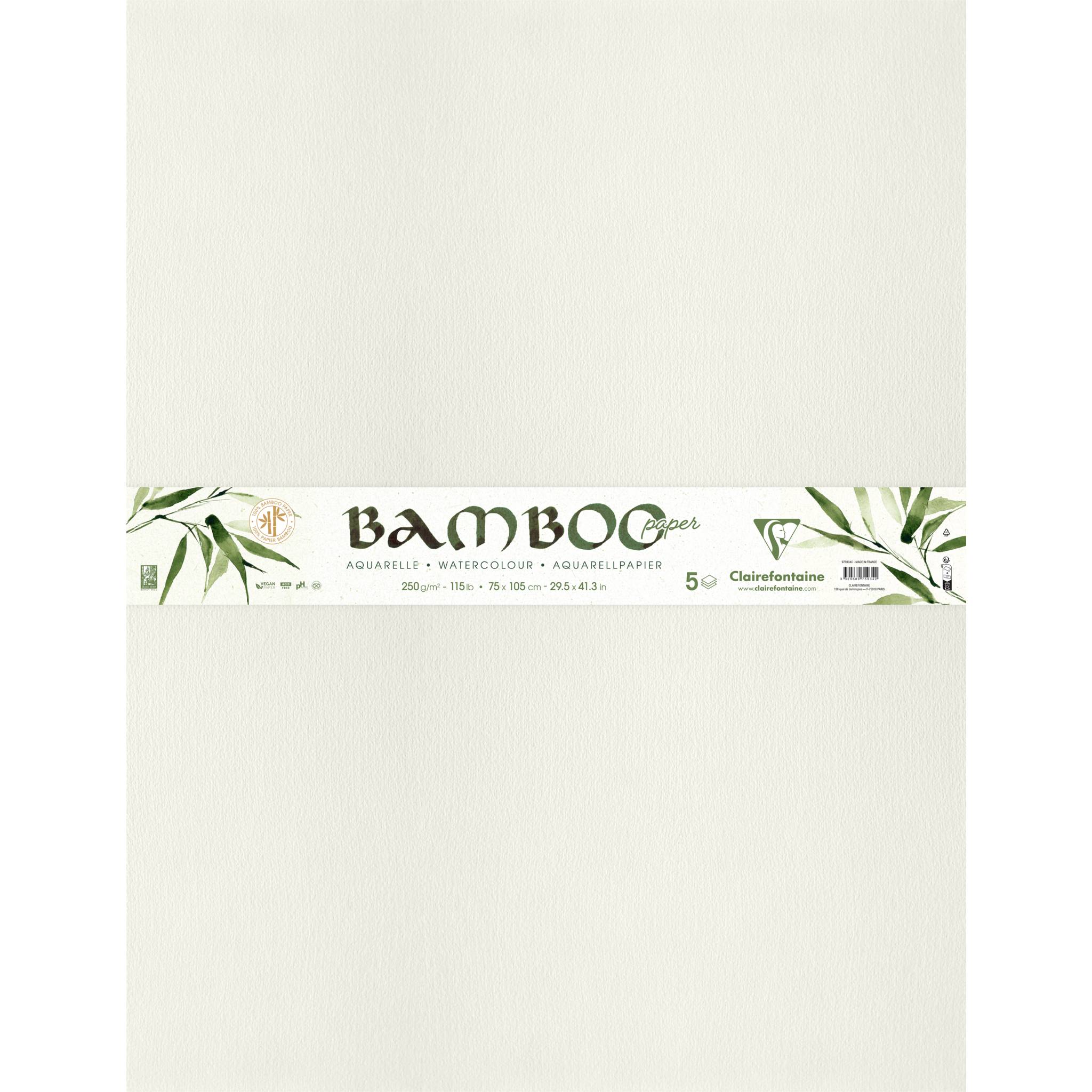 Clairefontaine Bamboo, Packung mit 5 Bogen Bambuspapier, 75x105 cm, 250g 975934C