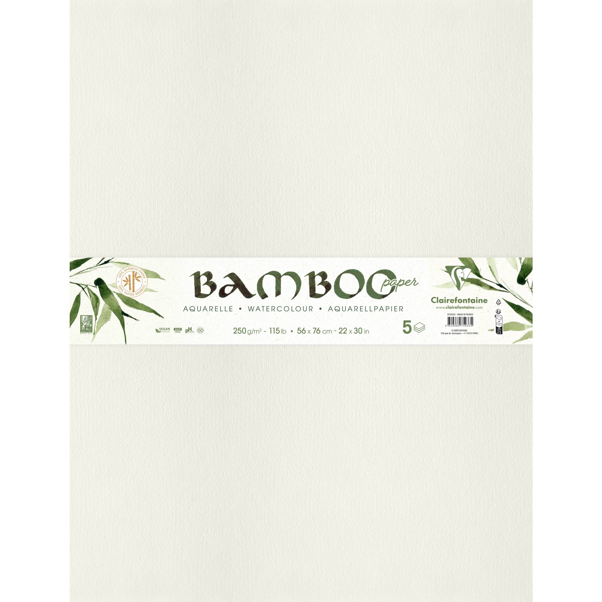 Clairefontaine Bamboo, Packung mit 5 Bogen Bambuspapier, 56x76 cm, 250g 975933C