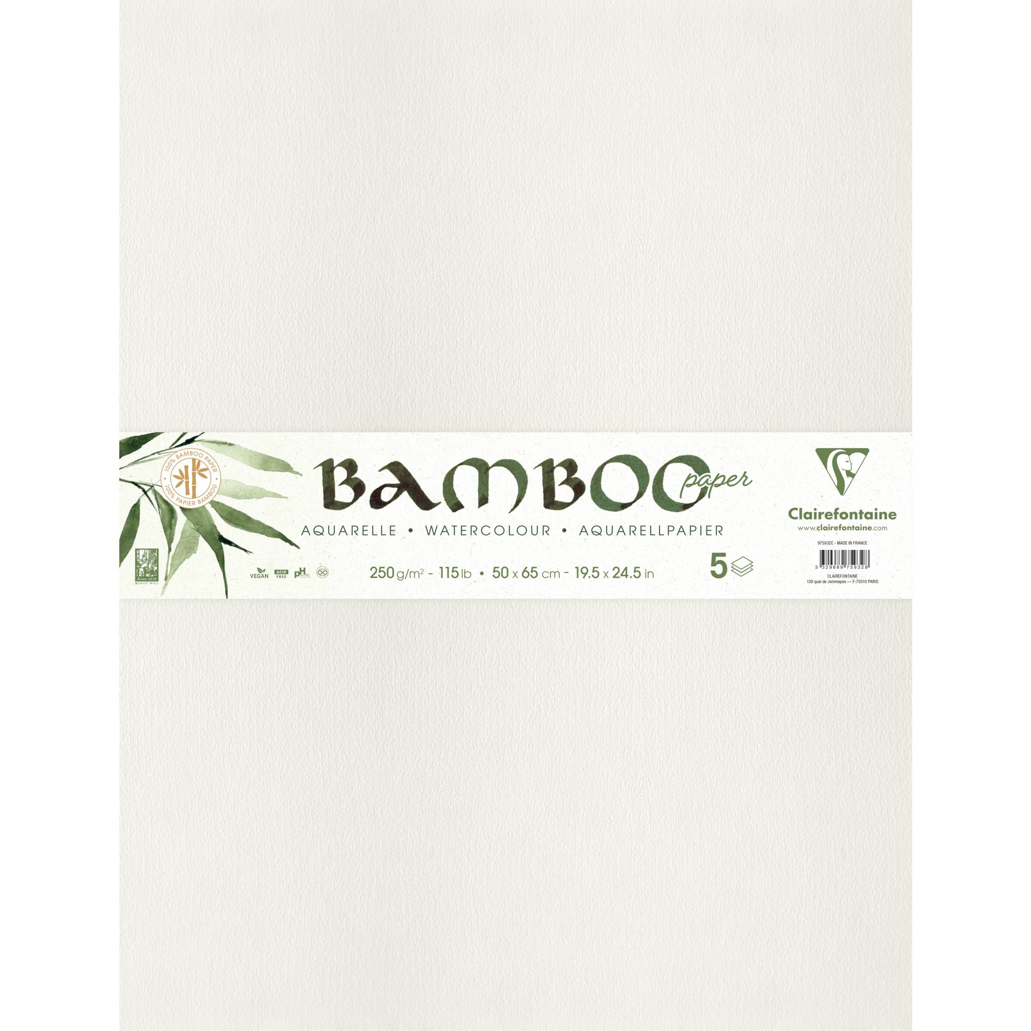 Clairefontaine Bamboo, Packung mit 5 Bogen Bambuspapier, 50x65 cm, 250g 975932C