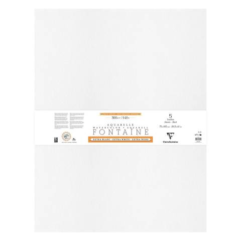 Clairefontaine Aquarellpapier 5 Blatt Bogen mit 2-seitigem Büttenrand - 976035C