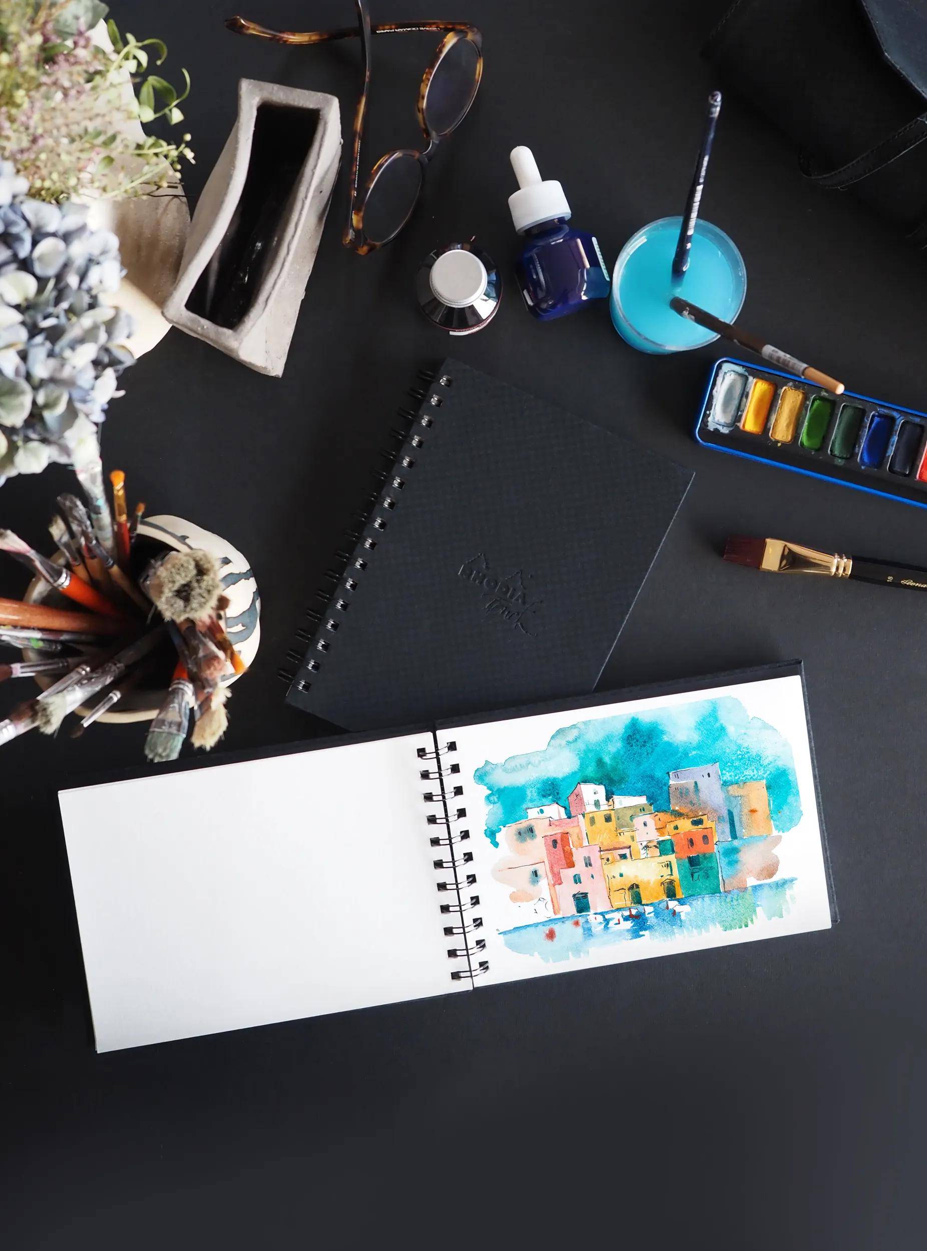 Rhodia Touch, Watercolor Book A6, Papier 100% Hadern 300g, 20 Bl Schwarz 116147C