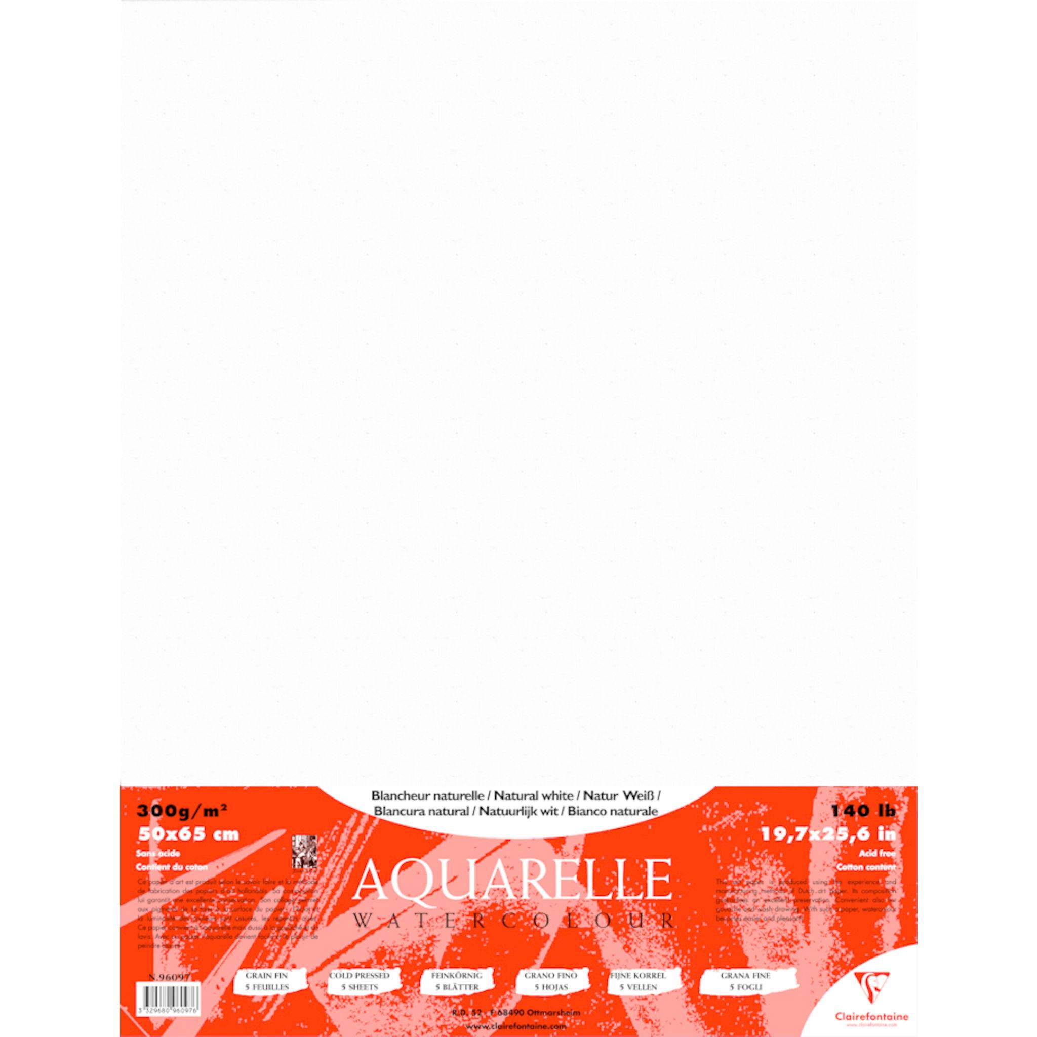 Clairefontaine Cardinal, Aquarellpapier Zellulose/Hadern 5 Bogen 50x65cm 96097C