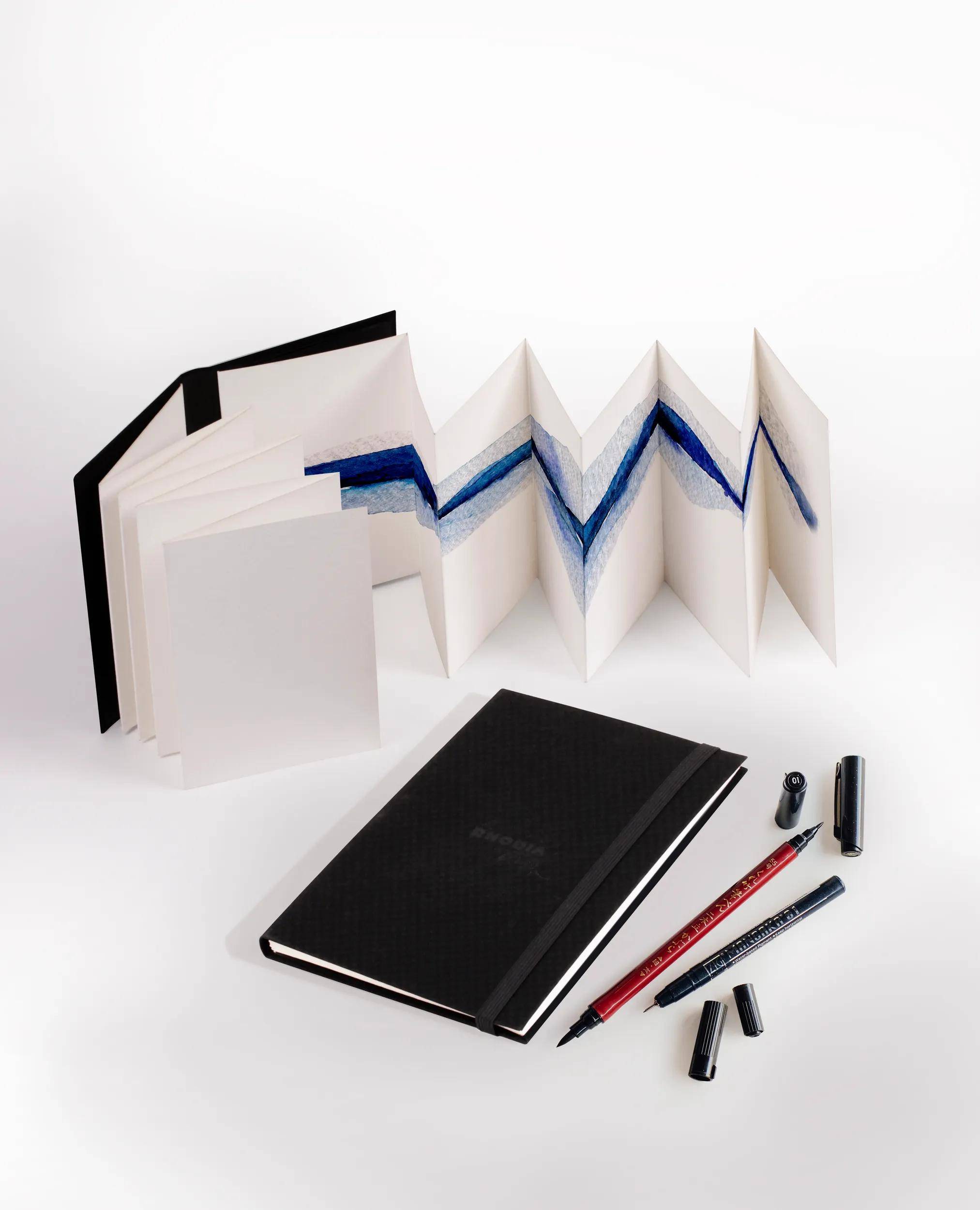 Rhodia Watercolor Book A6, 100% Hadern 300g, 32 Seiten (16x2) Schwarz 116152C