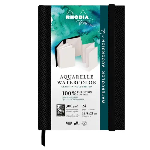 Rhodia Watercolor Book A5, 100% Hadern 300g, 24 Seiten (12x2) Schwarz 116153C Rhodia Watercolor Book A5, 100% Hadern 300g, 24 Seiten (12x2) Schwarz 116153C