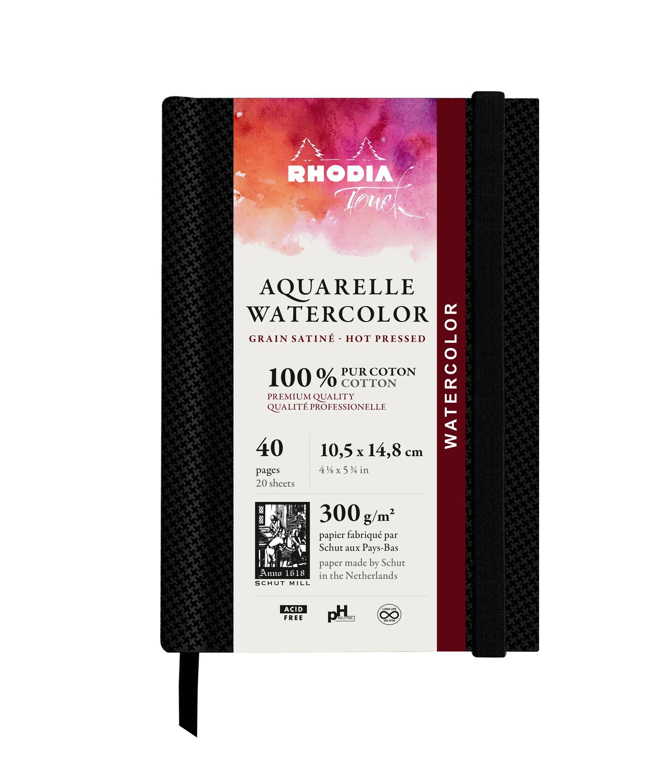Rhodia Touch, Watercolor Book A6, Papier 100% Hadern 300g, 20 Bl Schwarz 116157C
