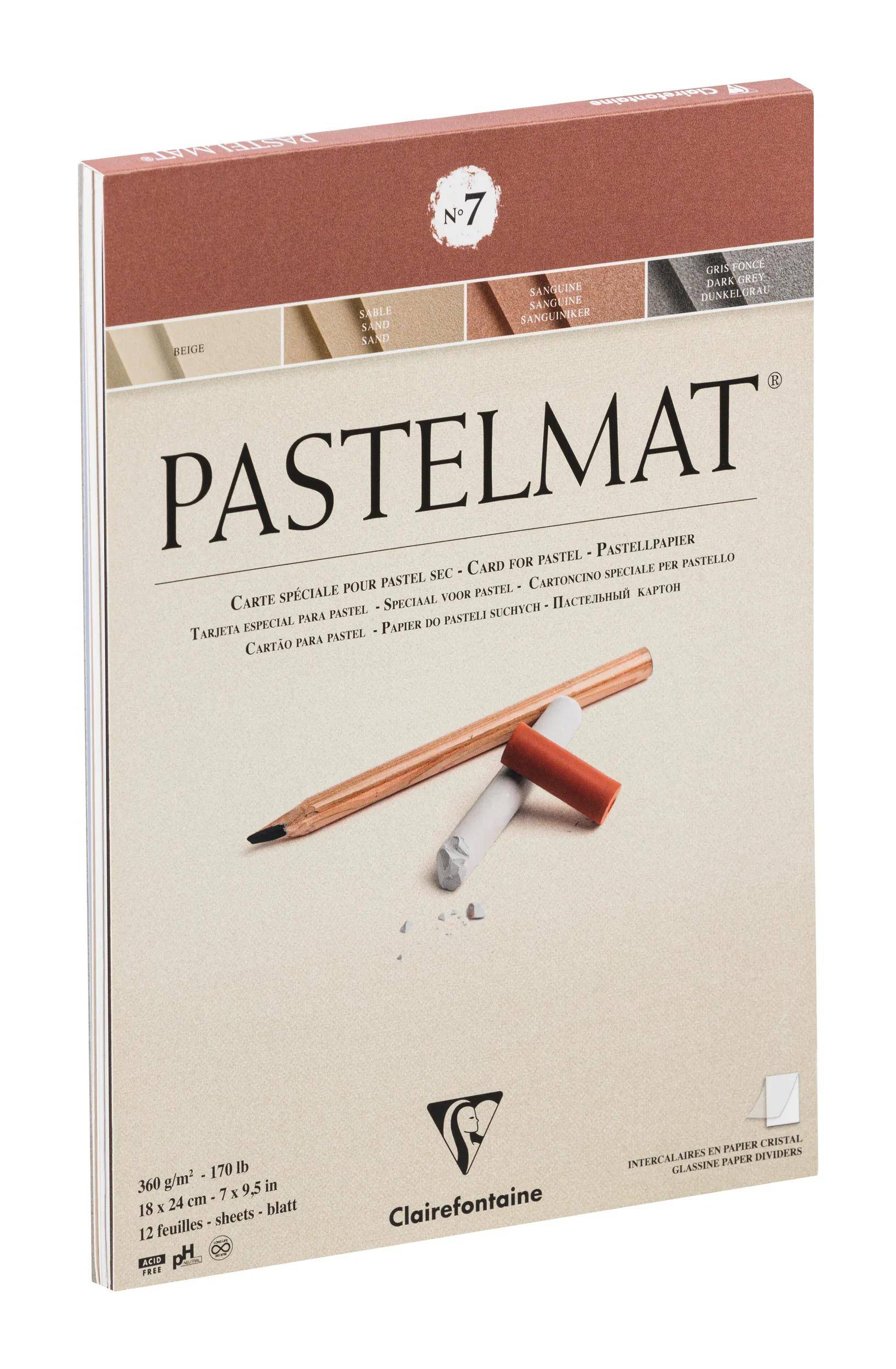Clairefontaine Pastellblock 12 Blatt 18x24cm 4 Farben sortiert 96052C