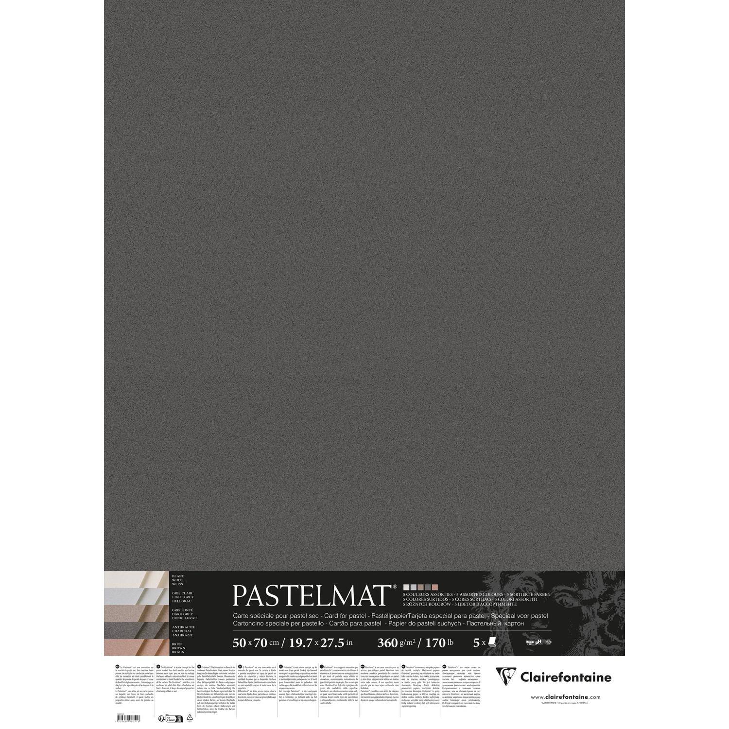 Clairefontaine Pastelmat 50x70 5Bl 360g 5F sort - 96051C