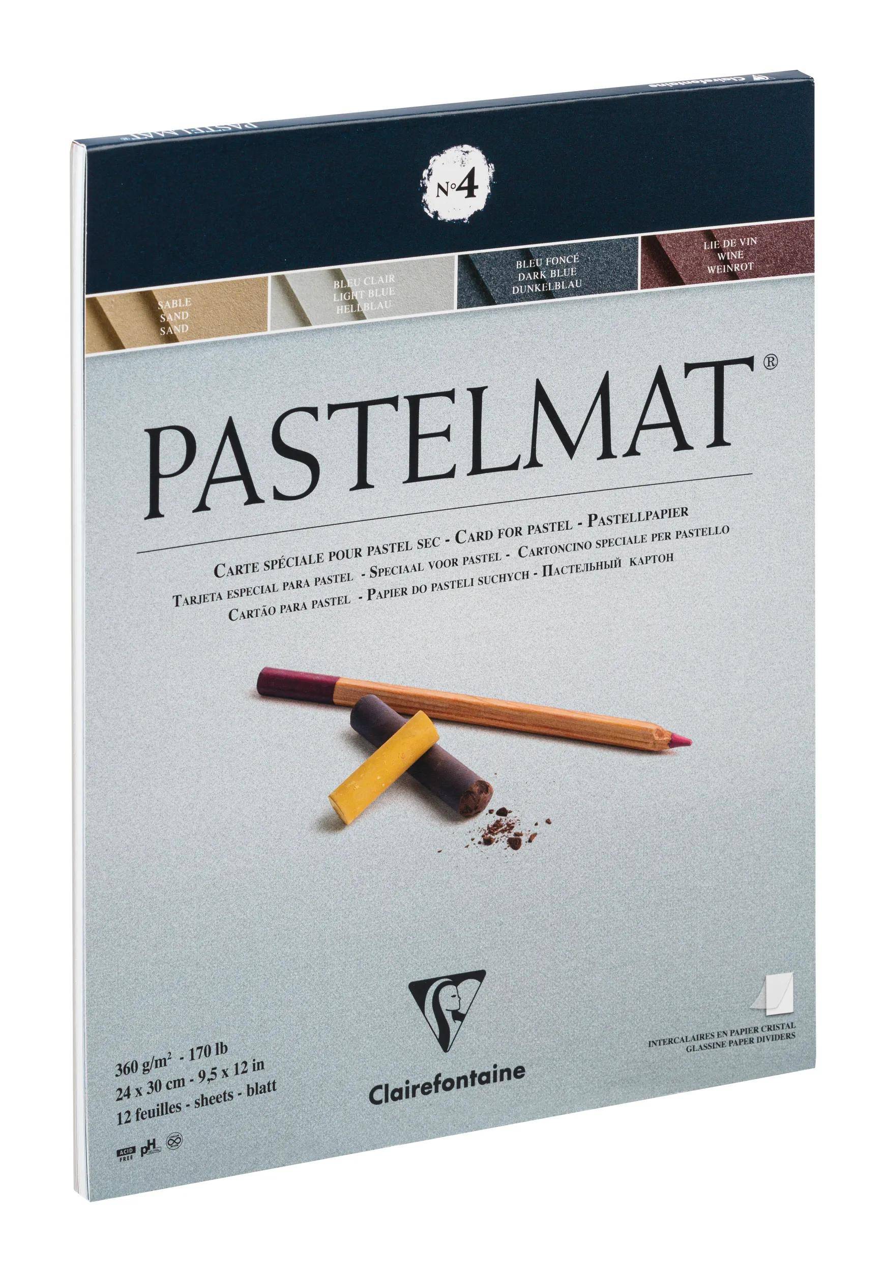 Clairefontaine Pastellblockkopf geleimt 12 Blatt 24x30cm 4 Farben sort. 96111C