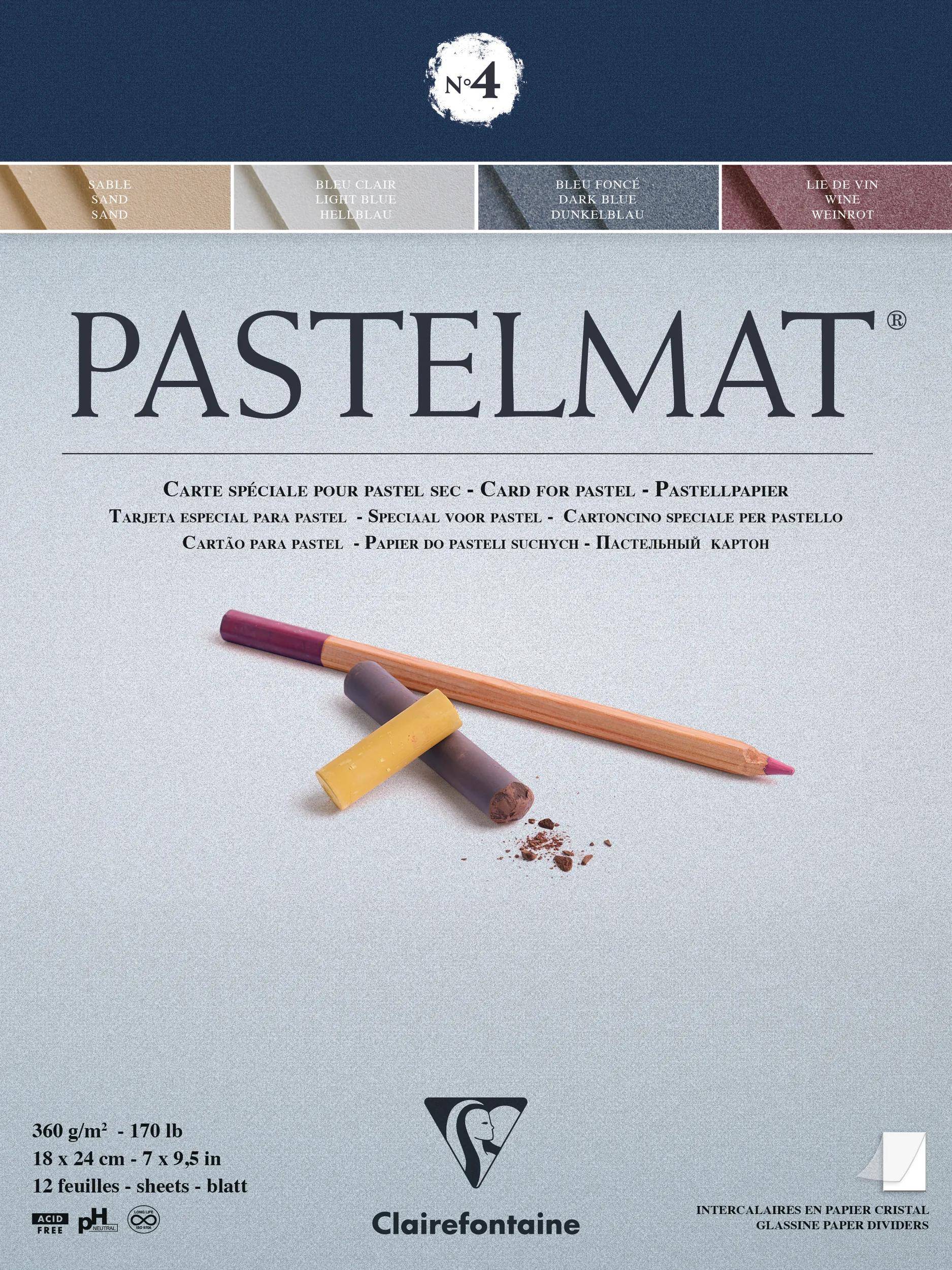 Clairefontaine Pastellblockkopf geleimt 12 Blatt 18x24cm 4 Farben sort. 96110C