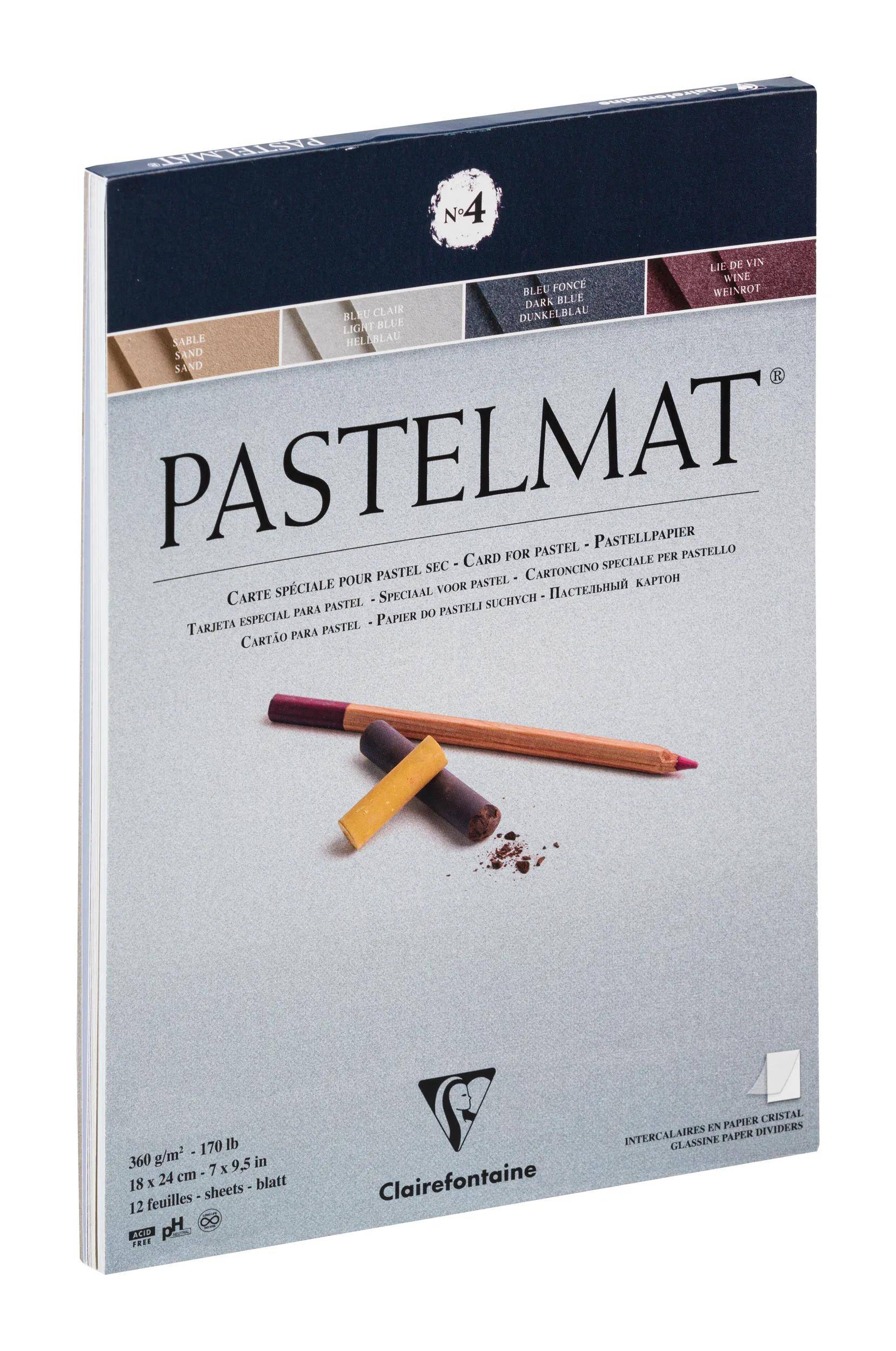 Clairefontaine Pastellblockkopf geleimt 12 Blatt 18x24cm 4 Farben sort. 96110C