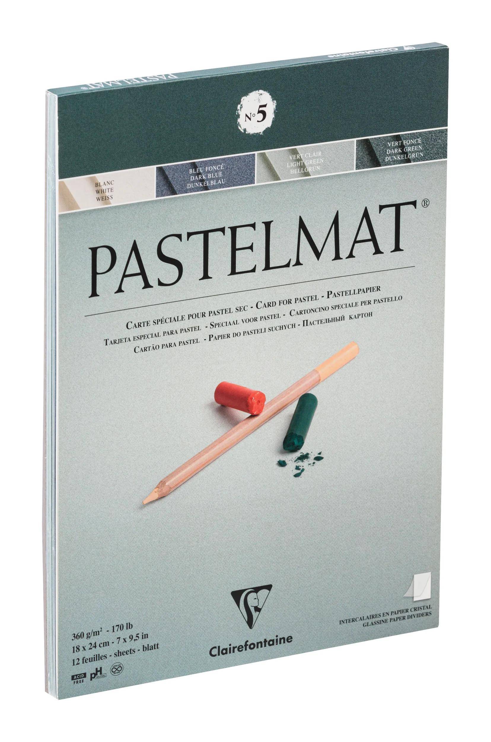 Clairefontaine Pastellblockkopf geleimt 12 Blatt 18x24cm 4 Farben sort. 96113C