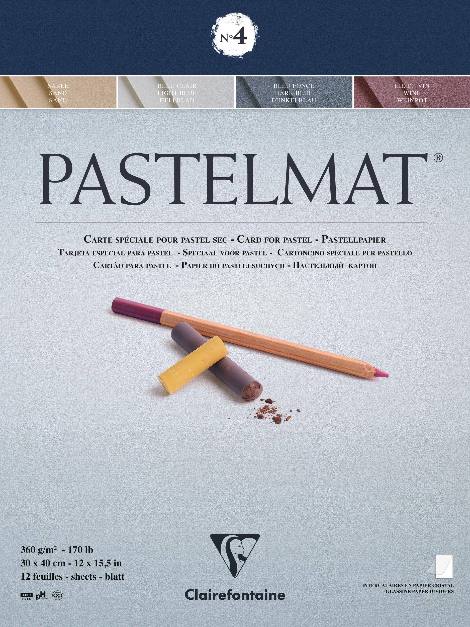Clairefontaine Pastellblockkopf geleimt 12 Blatt 30x40cm 4 Farben sort. 96112C
