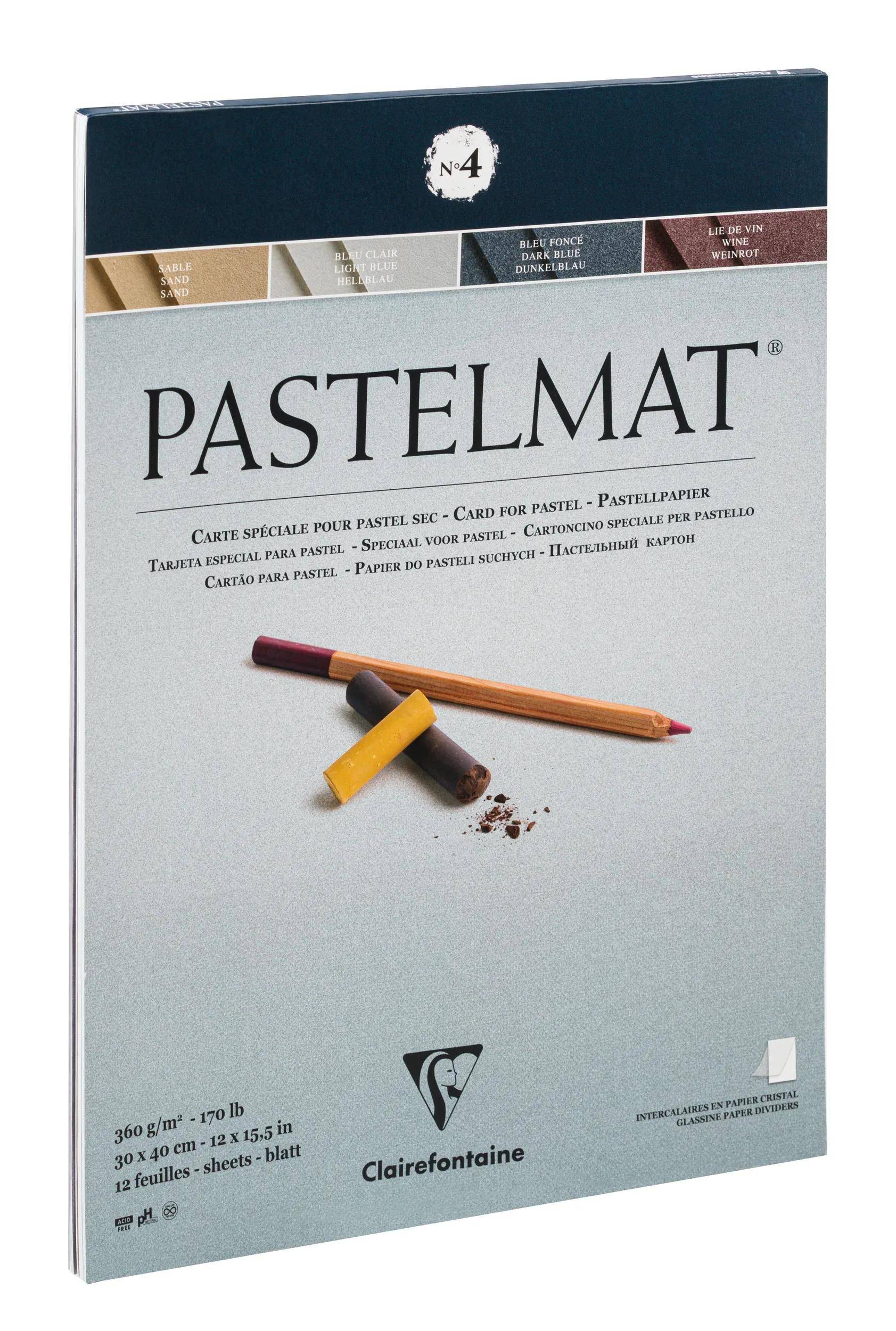 Clairefontaine Pastellblockkopf geleimt 12 Blatt 30x40cm 4 Farben sort. 96112C