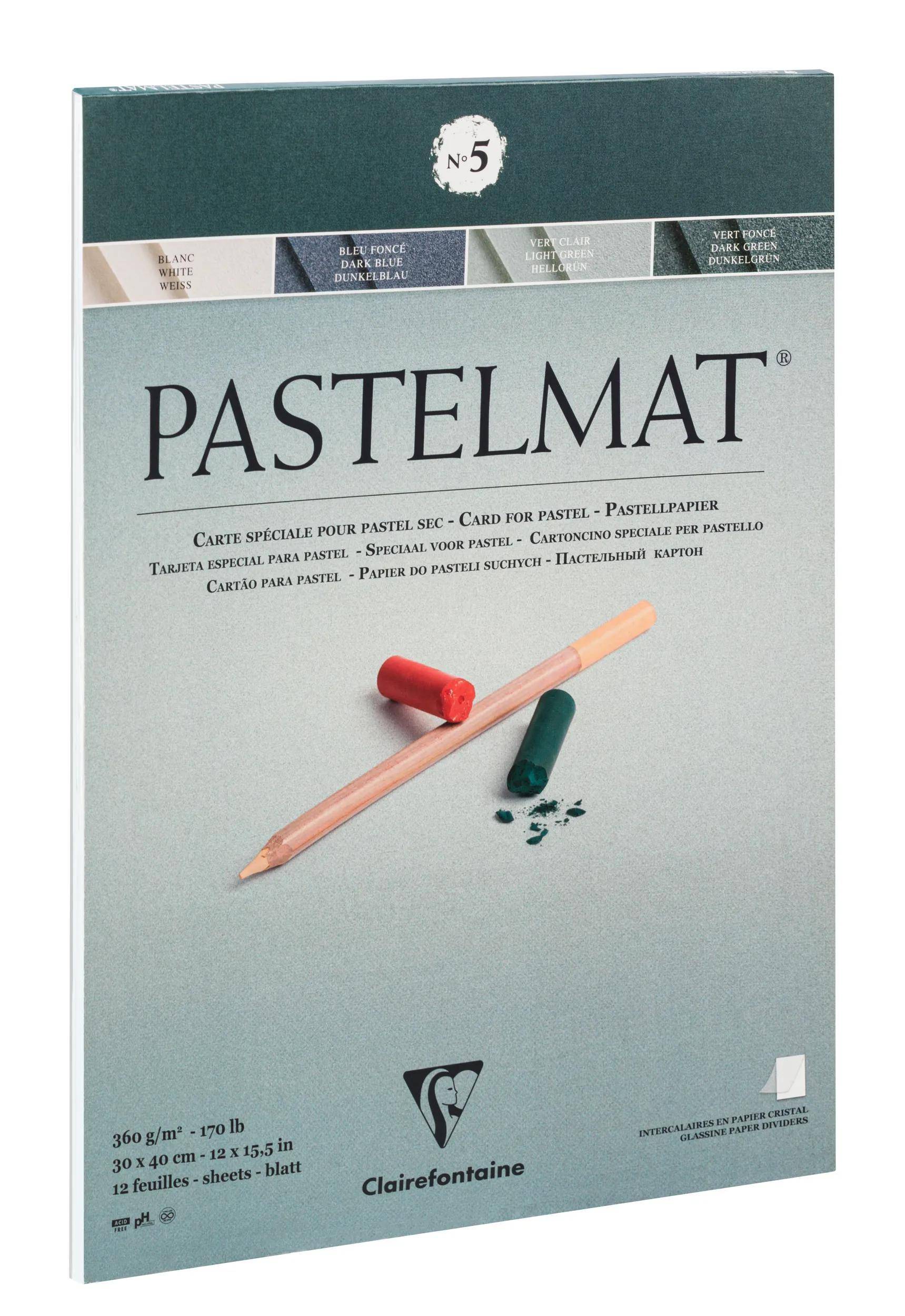Clairefontaine Pastellblockkopf geleimt 12 Blatt 30x40cm 4 Farben sort. 96115C