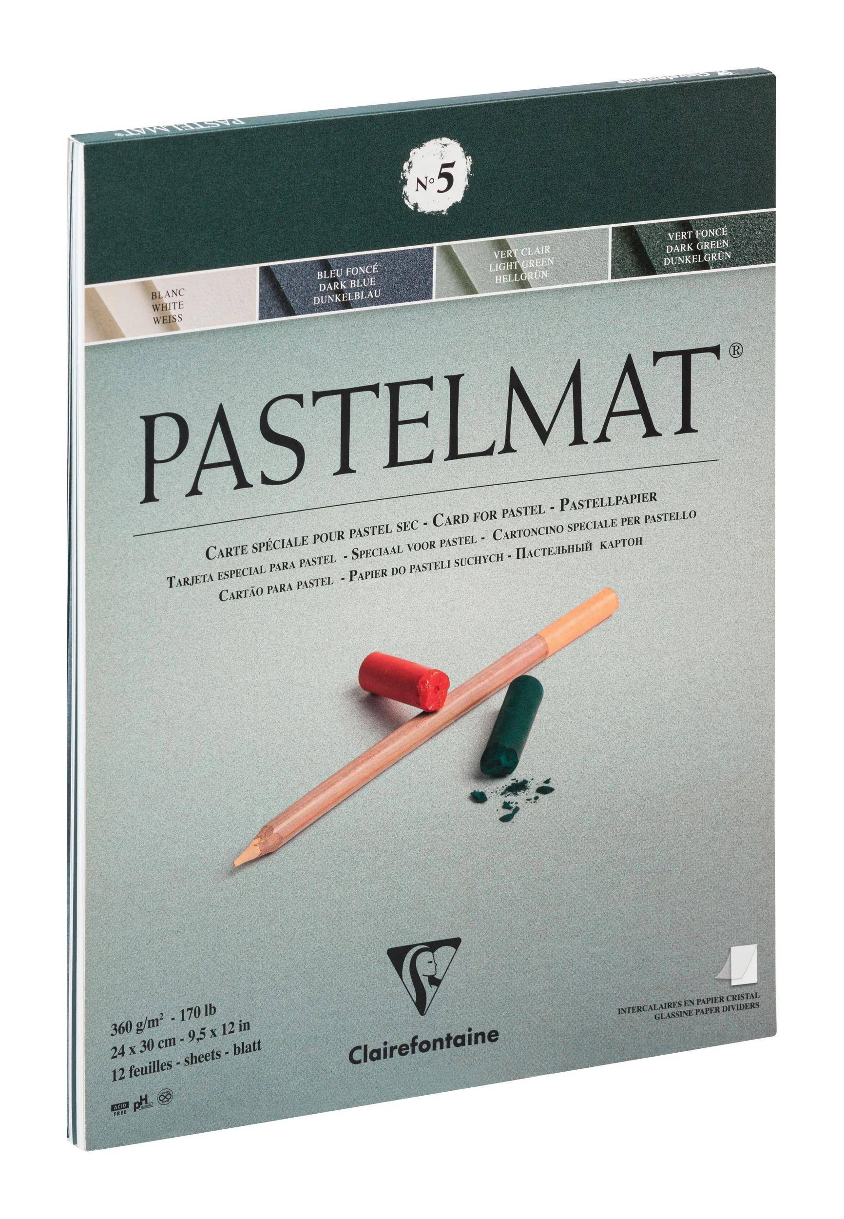 Clairefontaine Pastellblockkopf geleimt 12 Blatt 24x30cm 4 Farben sort. 96114C