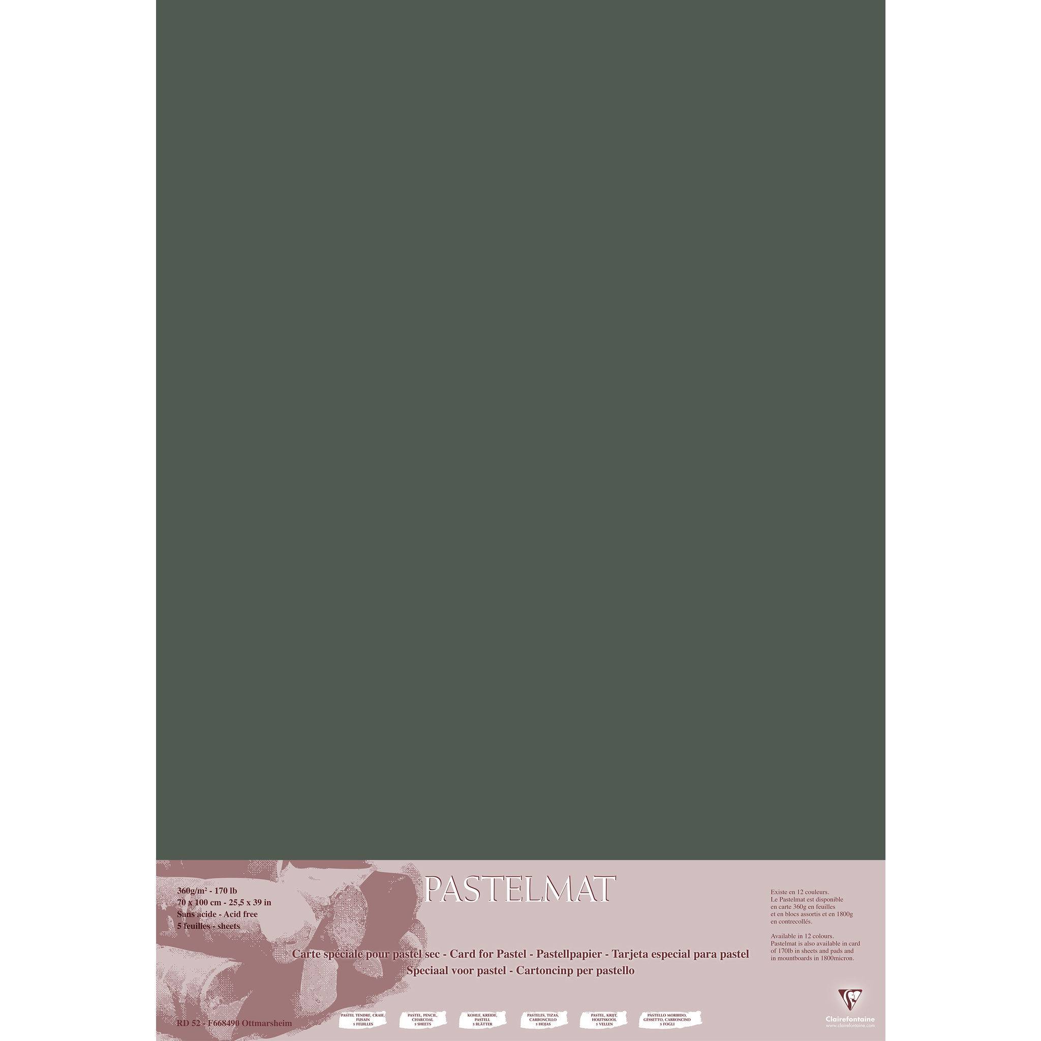 Clairefontaine Papier für Pastellmalerei, 5 Bogen 70x100cm Anthrazit 296009C