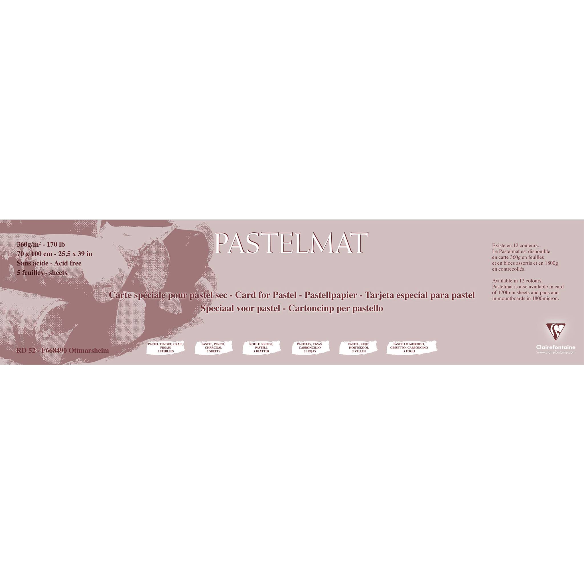 Clairefontaine Papier für Pastellmalerei, 5 Bogen 70x100cm Anthrazit 296009C