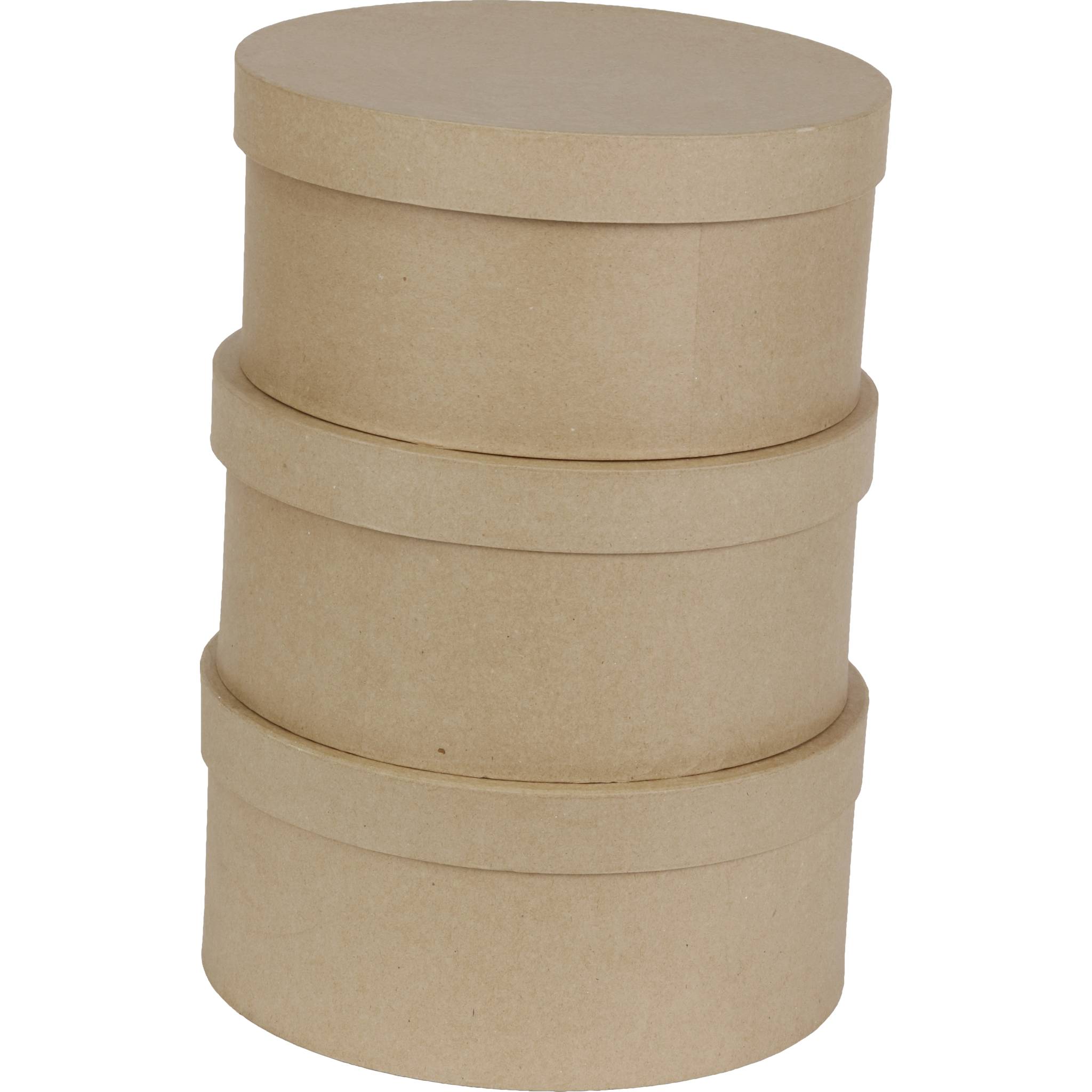 Décopatch Pappmaché, Set 3 Hutschachteln, 31x16/33x16cm Kartonbraun BTS907C