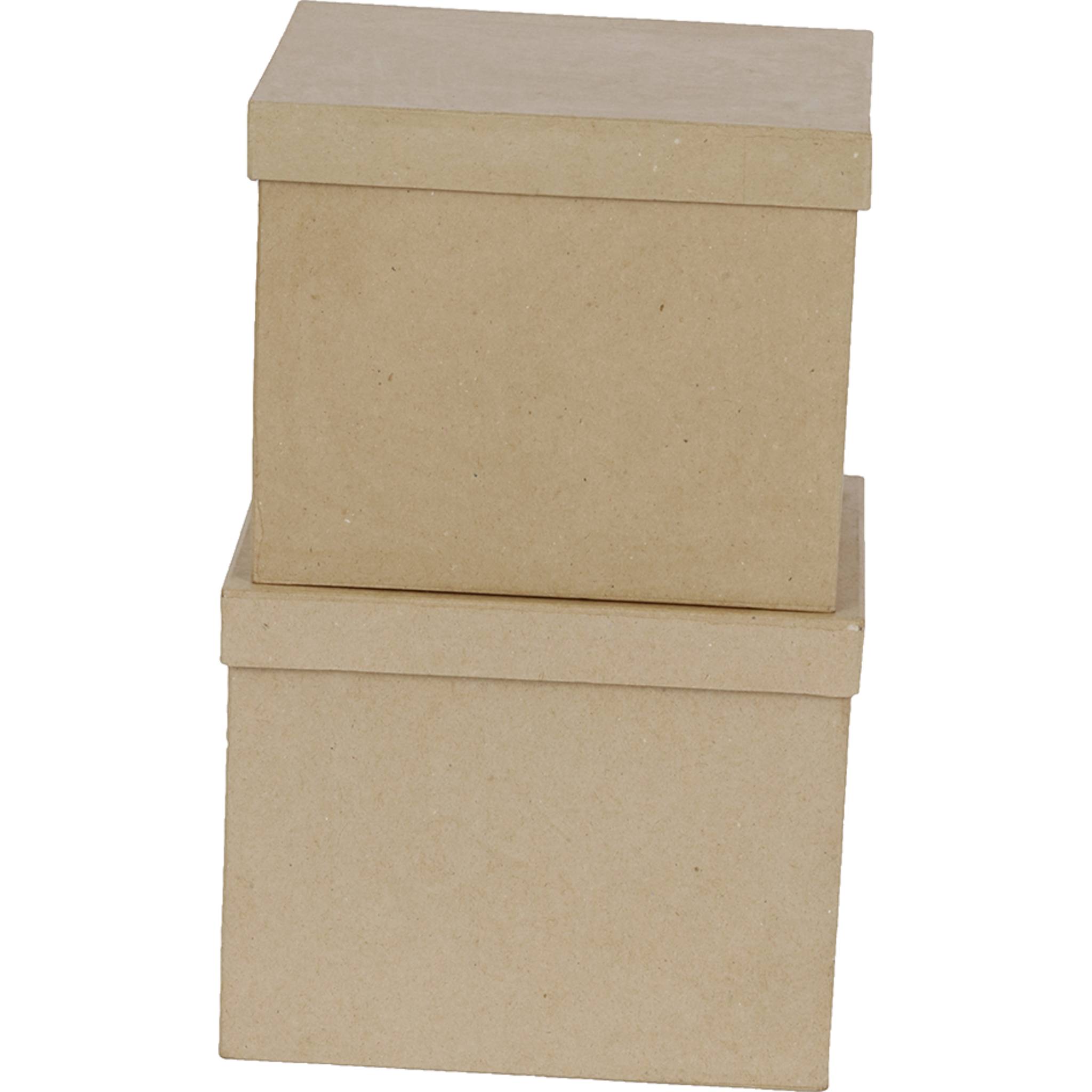 Décopatch Braunes Pappmaché, Set mit 2 rechteckigen Boxen - Kartonbraun BTS911C