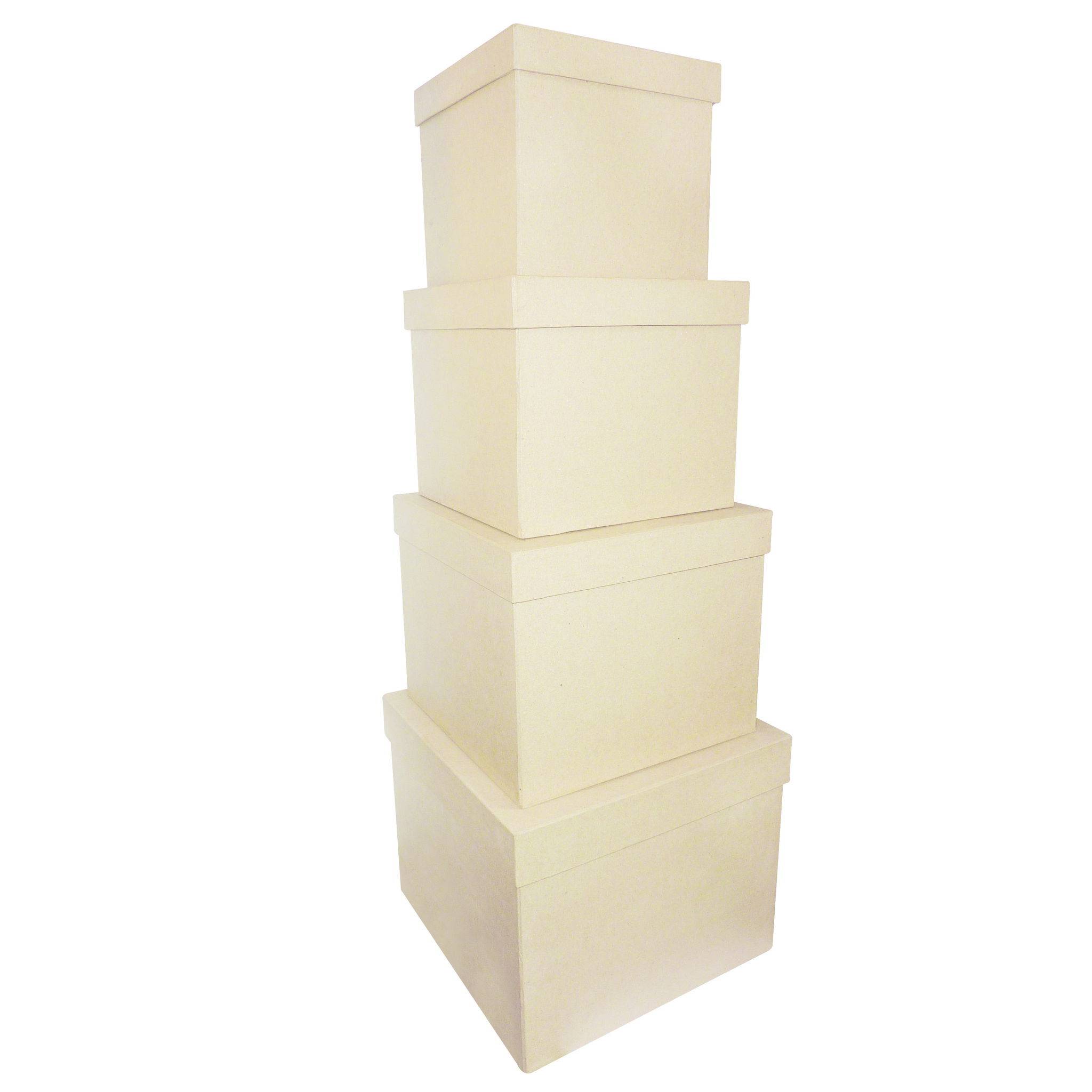 Décopatch Pappmaché Sortierung, 4 Schachteln 16x14/25x20cm - Kartonbraun BTS910C