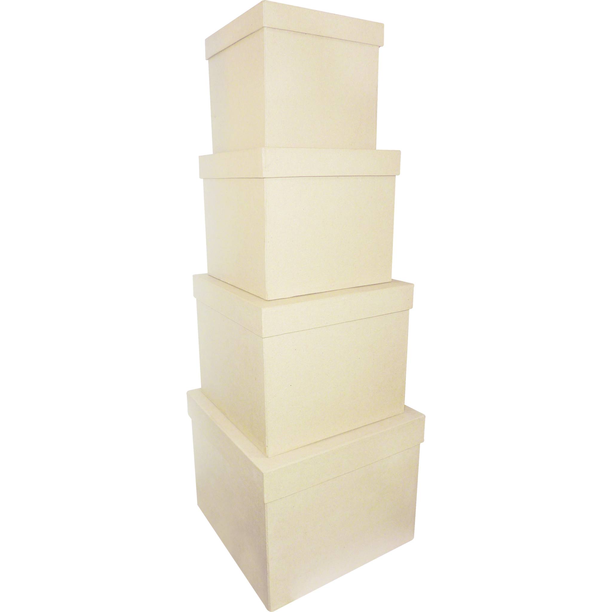 Décopatch Pappmaché Sortierung, 4 Schachteln 16x14/25x20cm - Kartonbraun BTS910C