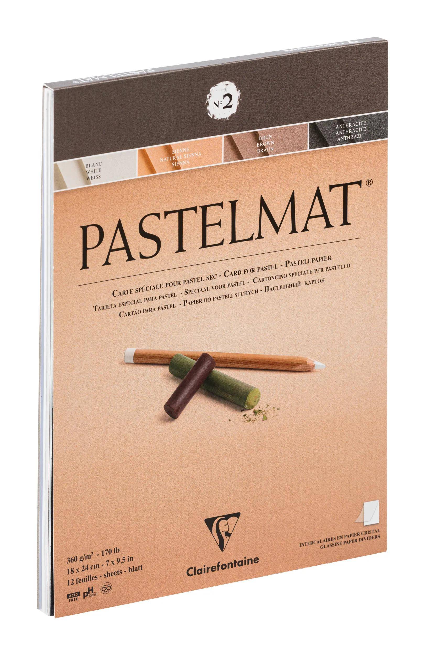 Clairefontaine Pastellblock kopfgeleimt 12 Blatt 18x24cm 4 Farben sort. 96005C
