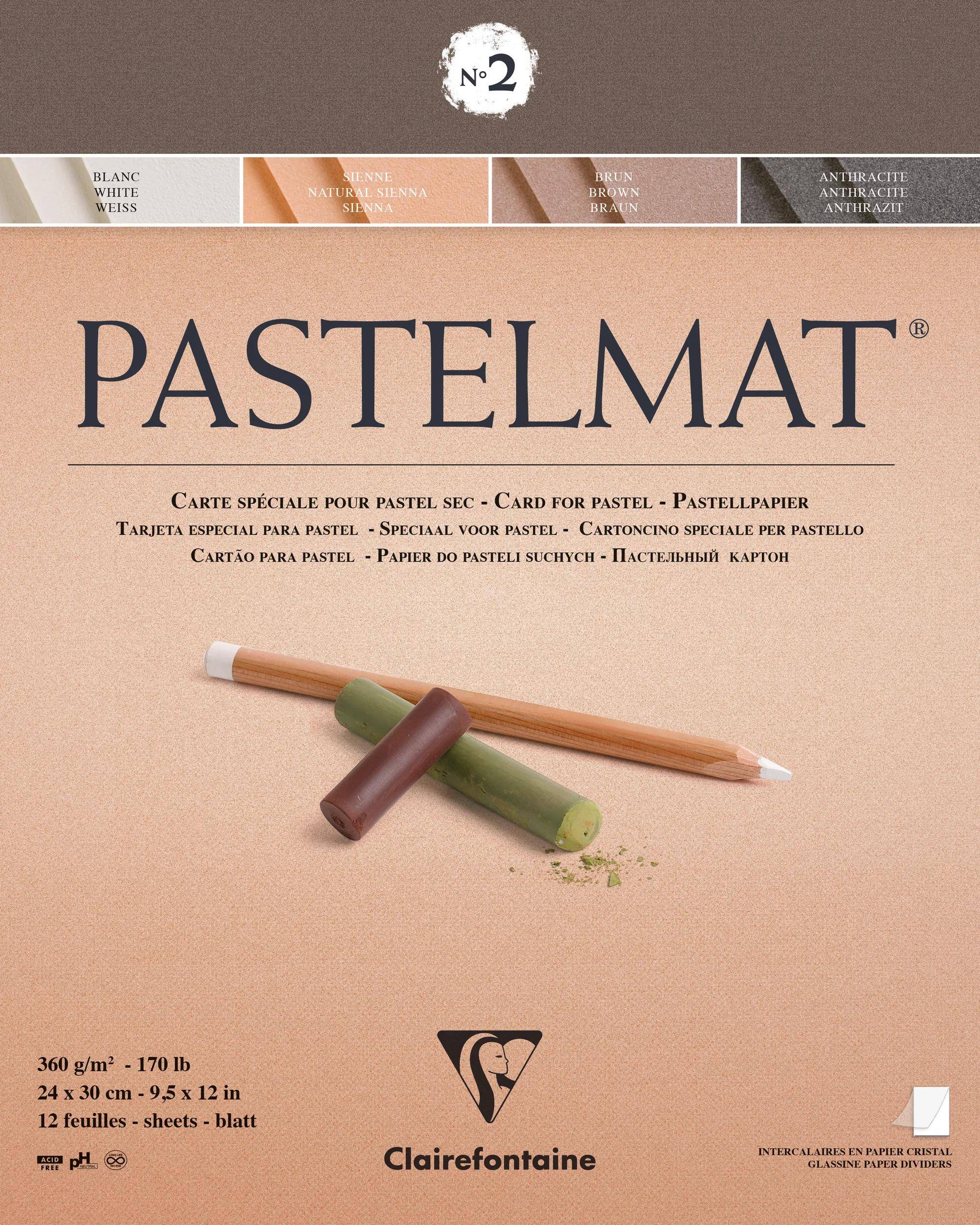 Clairefontaine Pastellblock kopfgeleimt 12 Blatt 24x30cm 4 Farben sort. 96007C