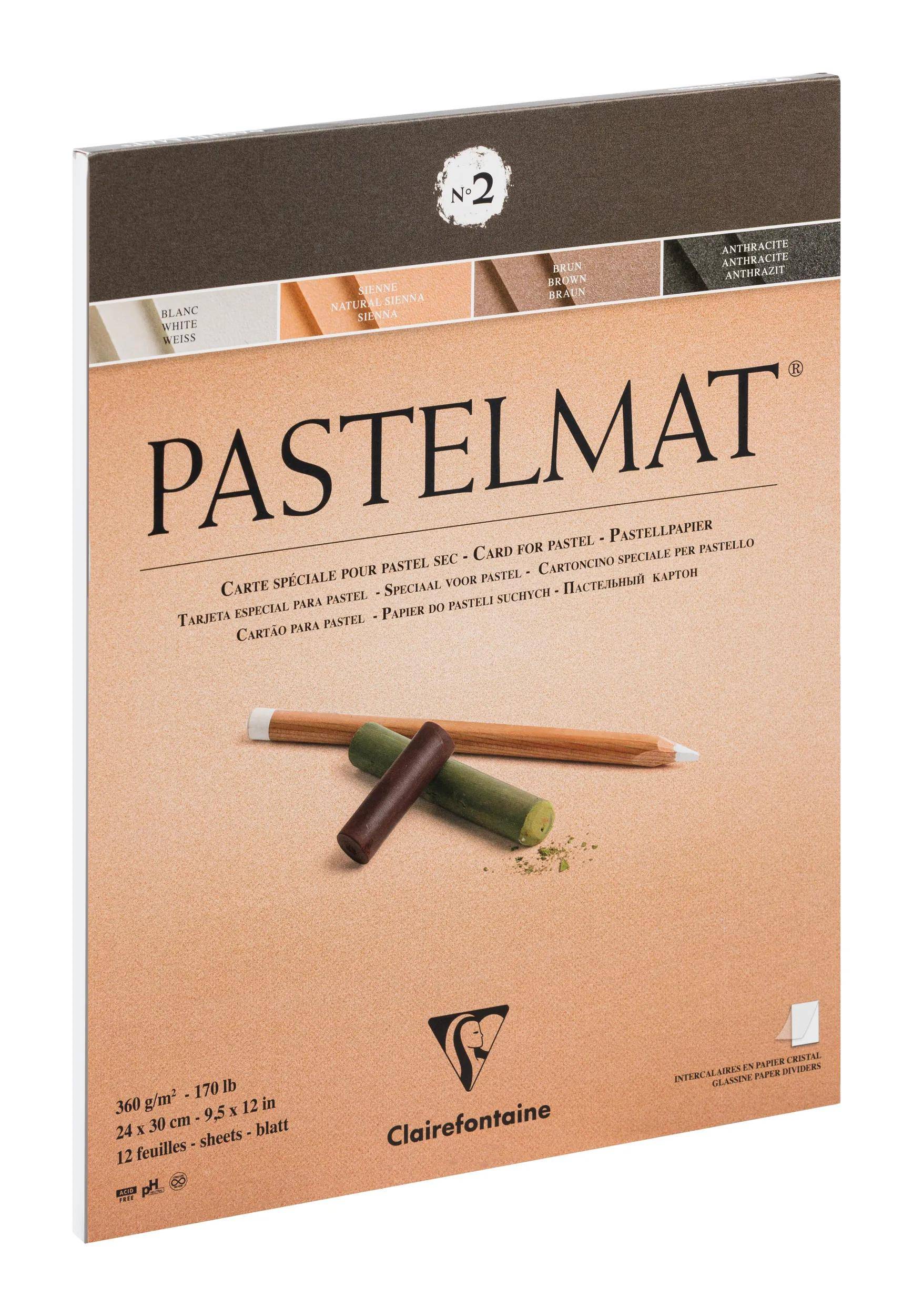 Clairefontaine Pastellblock kopfgeleimt 12 Blatt 24x30cm 4 Farben sort. 96007C