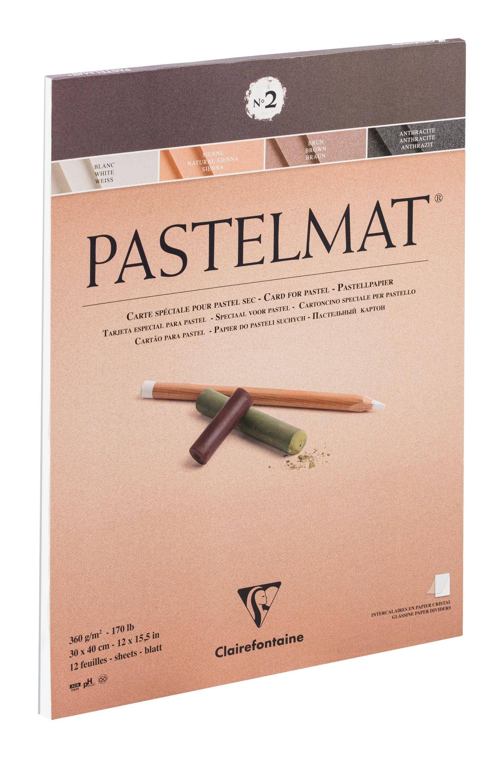 Clairefontaine Pastellblock kopfgeleimt 12 Blatt 30x40cm 4 Farben sort. 96008C