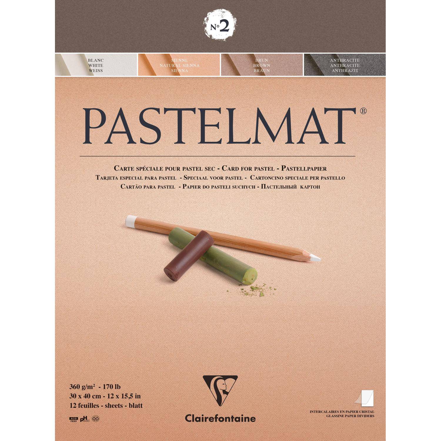 Clairefontaine Pastellblock kopfgeleimt 12 Blatt 30x40cm 4 Farben sort. 96008C