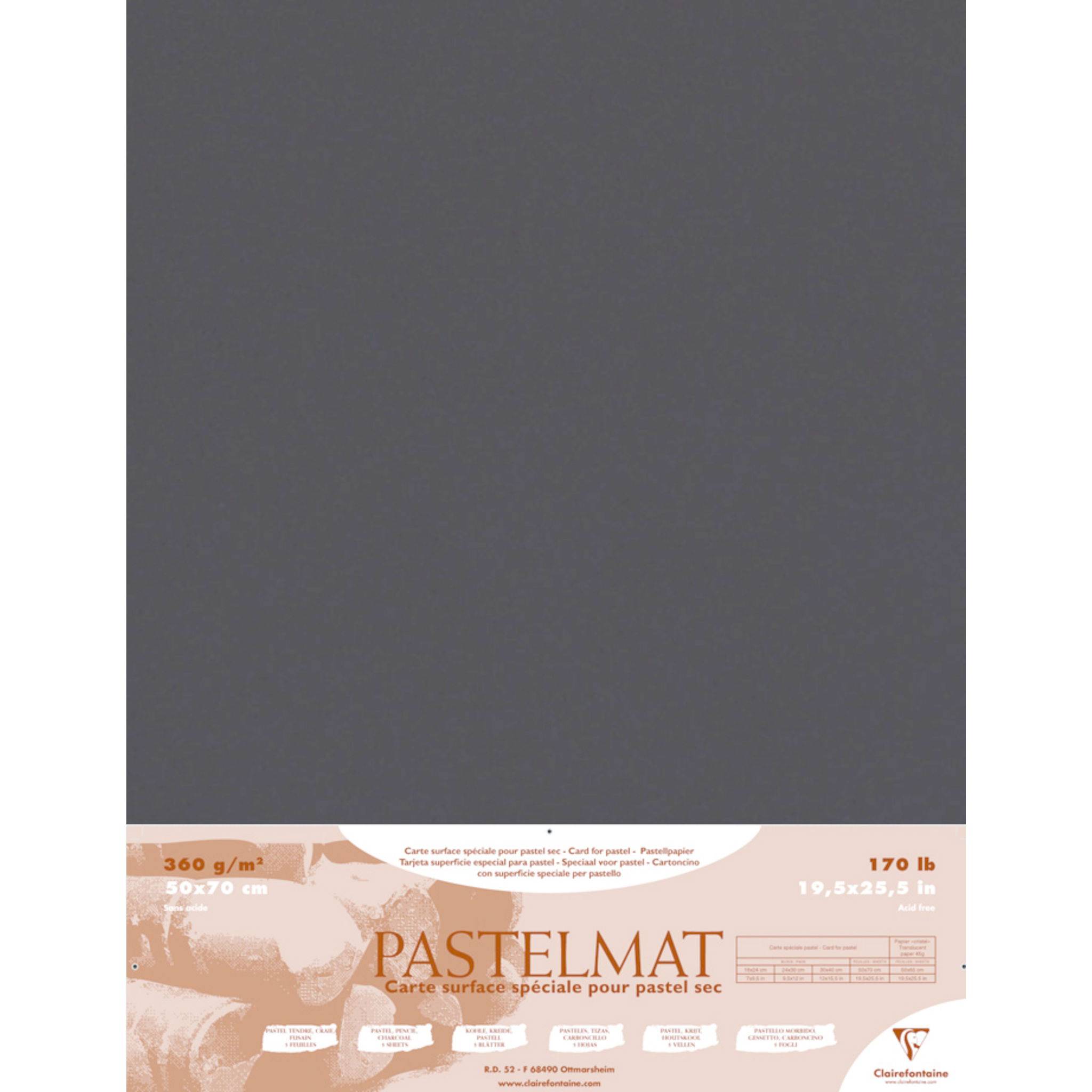 Clairefontaine Pastelmat Pastellmalerei, 5 Bogen 50x70 cm, 360g Anthrazit 96009C
