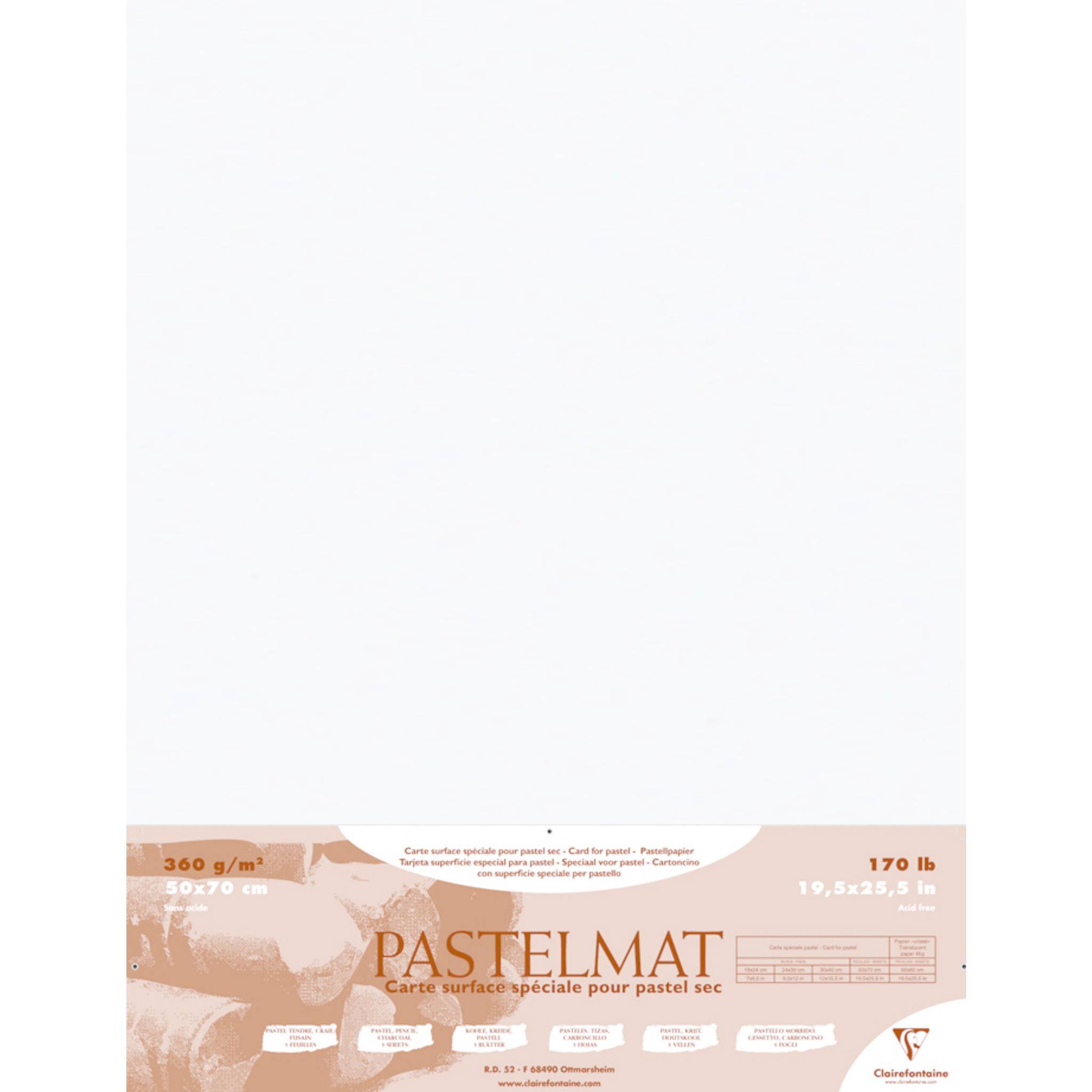 Clairefontaine Pastelmat Pastellmalerei, 5 Bogen 50x70 cm, 360g Weiß 96010C