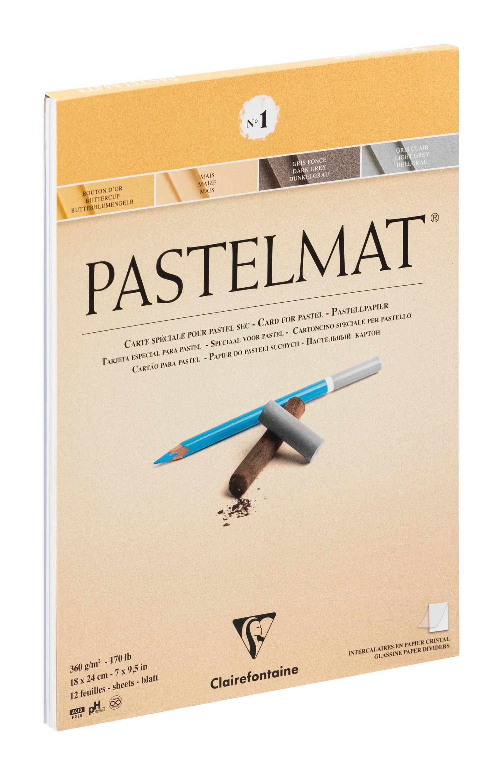 Clairefontaine Pastellblock, 12 Blatt 18x24cm 4 Farben sortiert 96016C