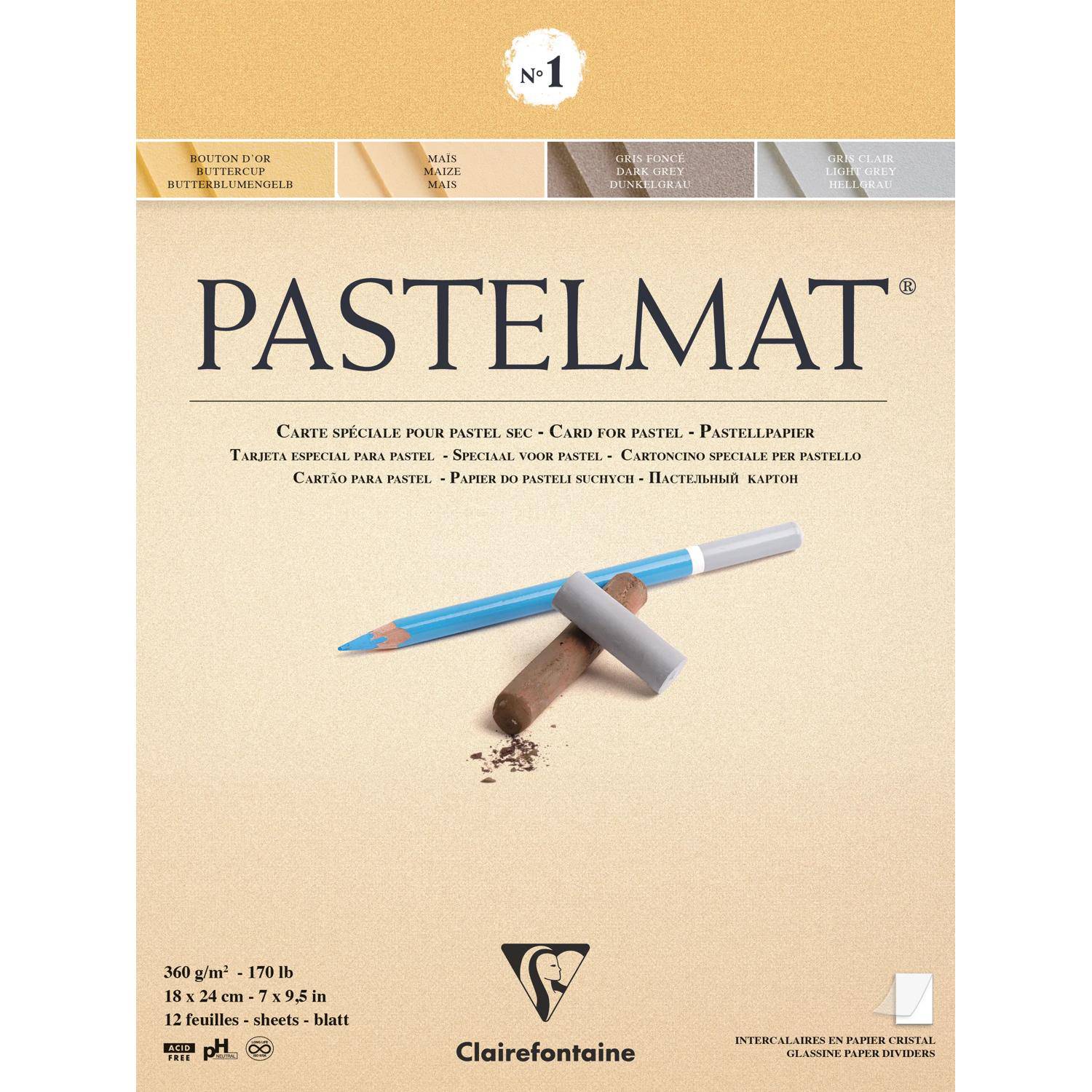 Clairefontaine Pastellblock, 12 Blatt 18x24cm 4 Farben sortiert 96016C