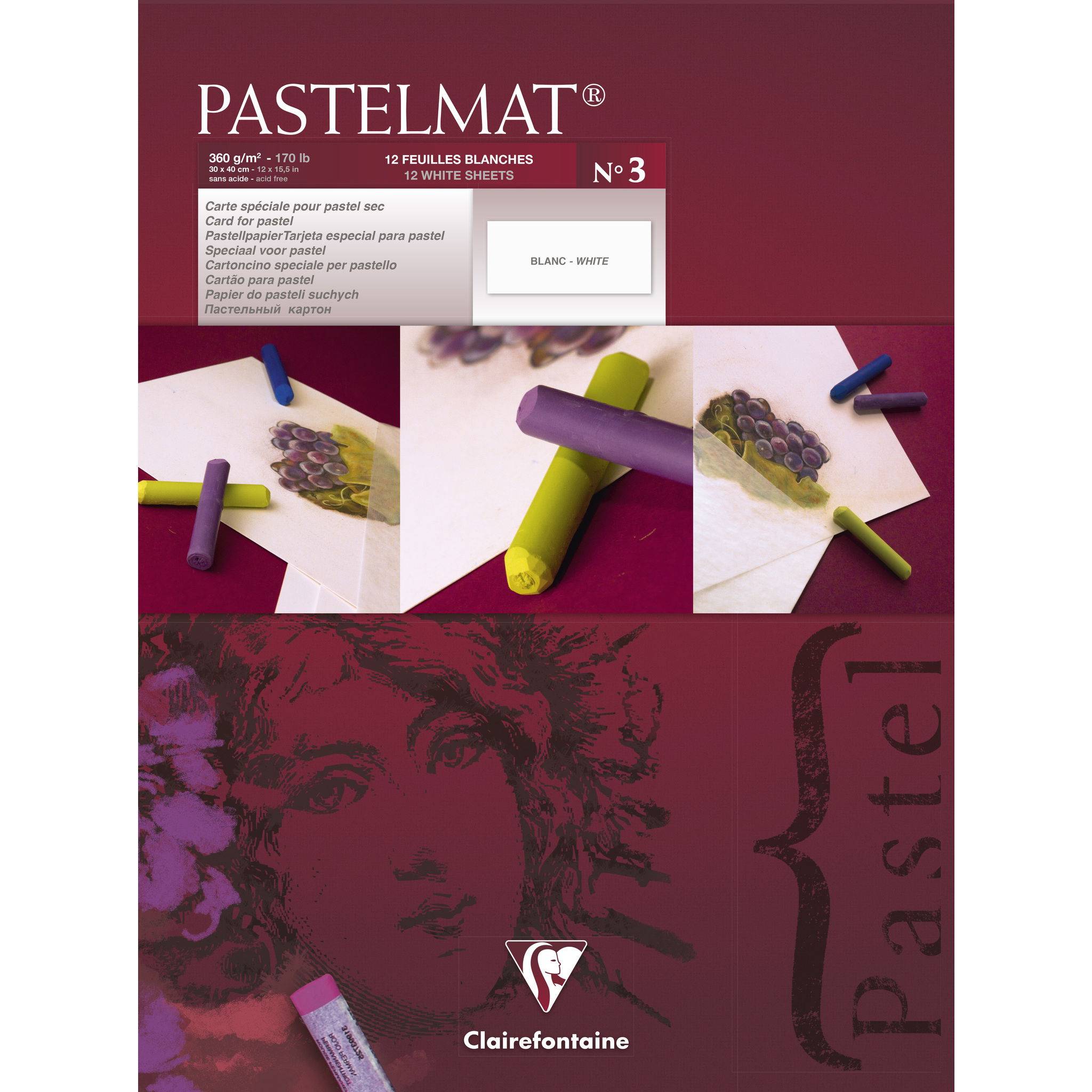 Clairefontaine Pastellblock, 12 Blatt 30x40cm 4 Farben sortiert 96029C