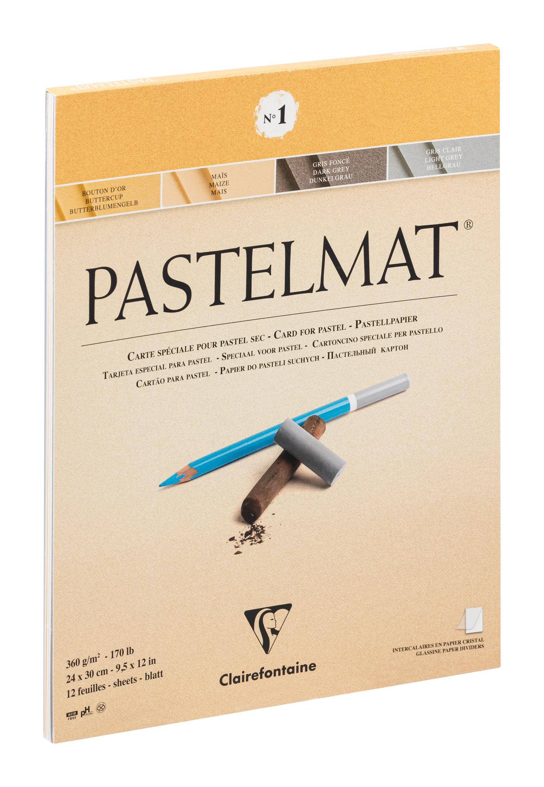 Clairefontaine Pastellblock, 12 Blatt 24x30cm 4 Farben sortiert 96017C